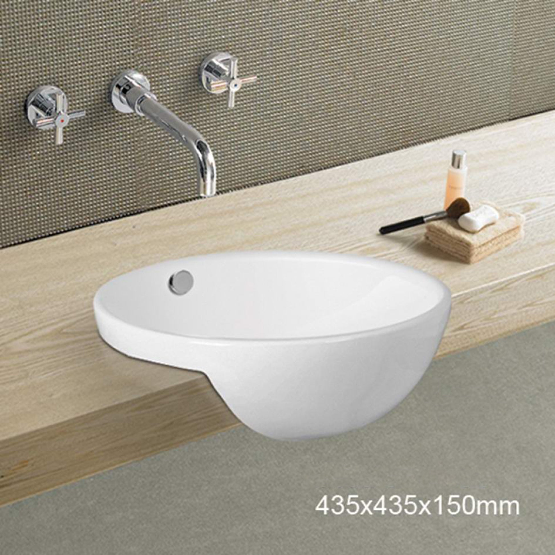 17.1-in. x 17.1-in. Round Bathroom Vessel Sink White Enamel Glaze
