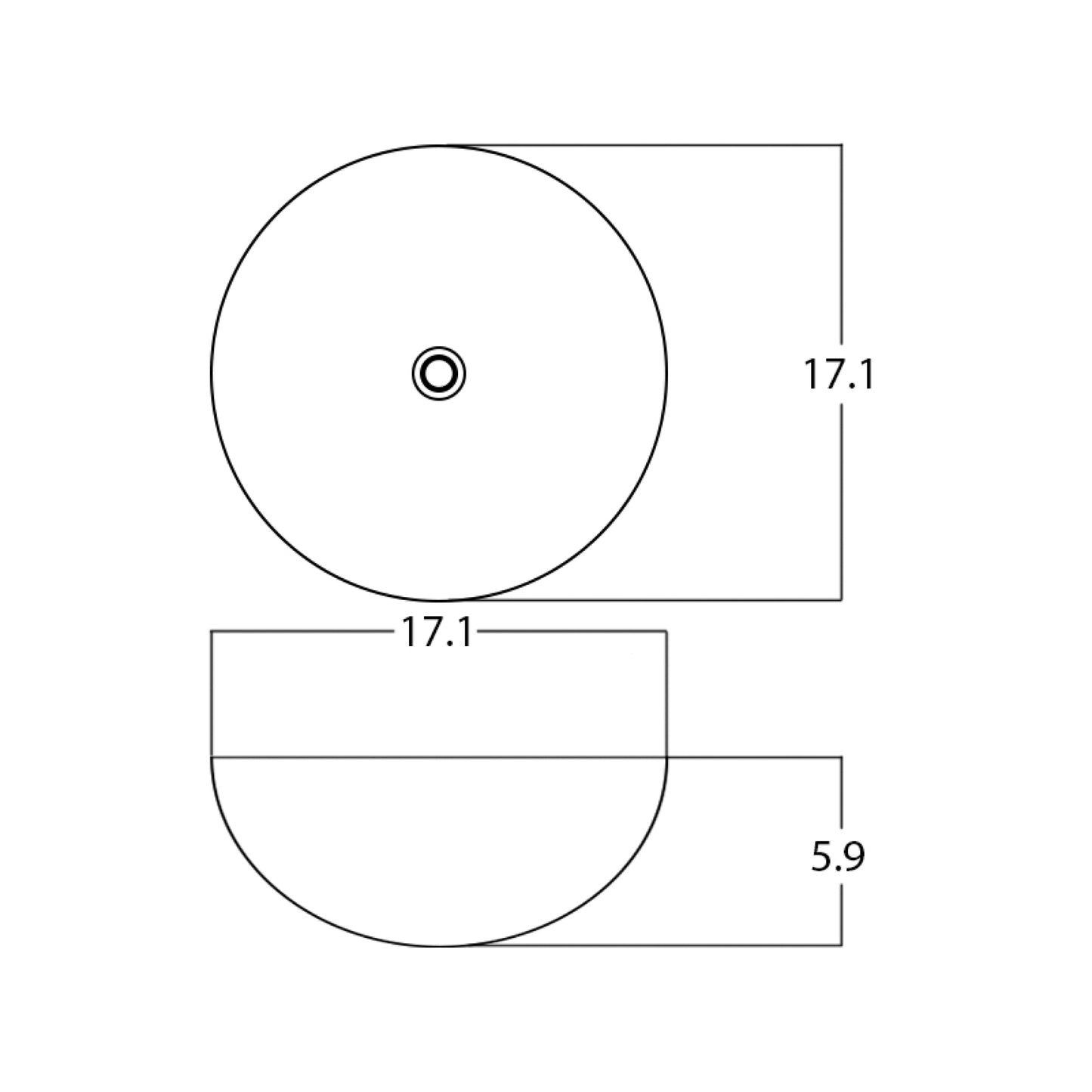 17.1-in. x 17.1-in. Round Bathroom Vessel Sink White Enamel Glaze