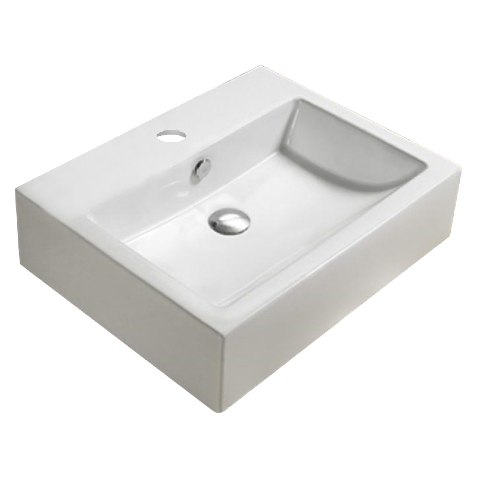 22.8-in. x 17.7-in. Rectangle Bathroom Vessel Sink White Enamel Glaze