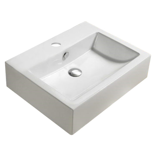 22.8-in. x 17.7-in. Rectangle Bathroom Vessel Sink White Enamel Glaze