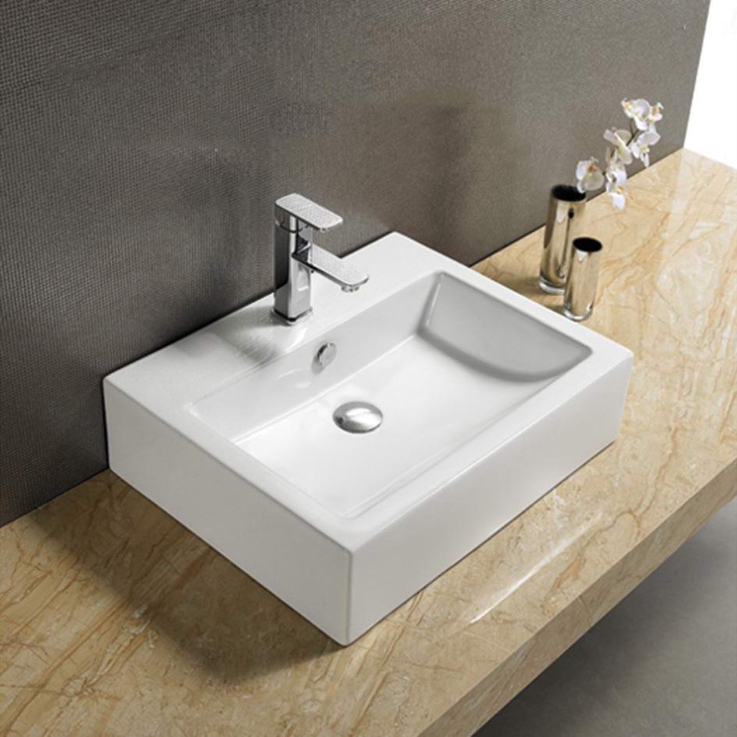 22.8-in. x 17.7-in. Rectangle Bathroom Vessel Sink White Enamel Glaze