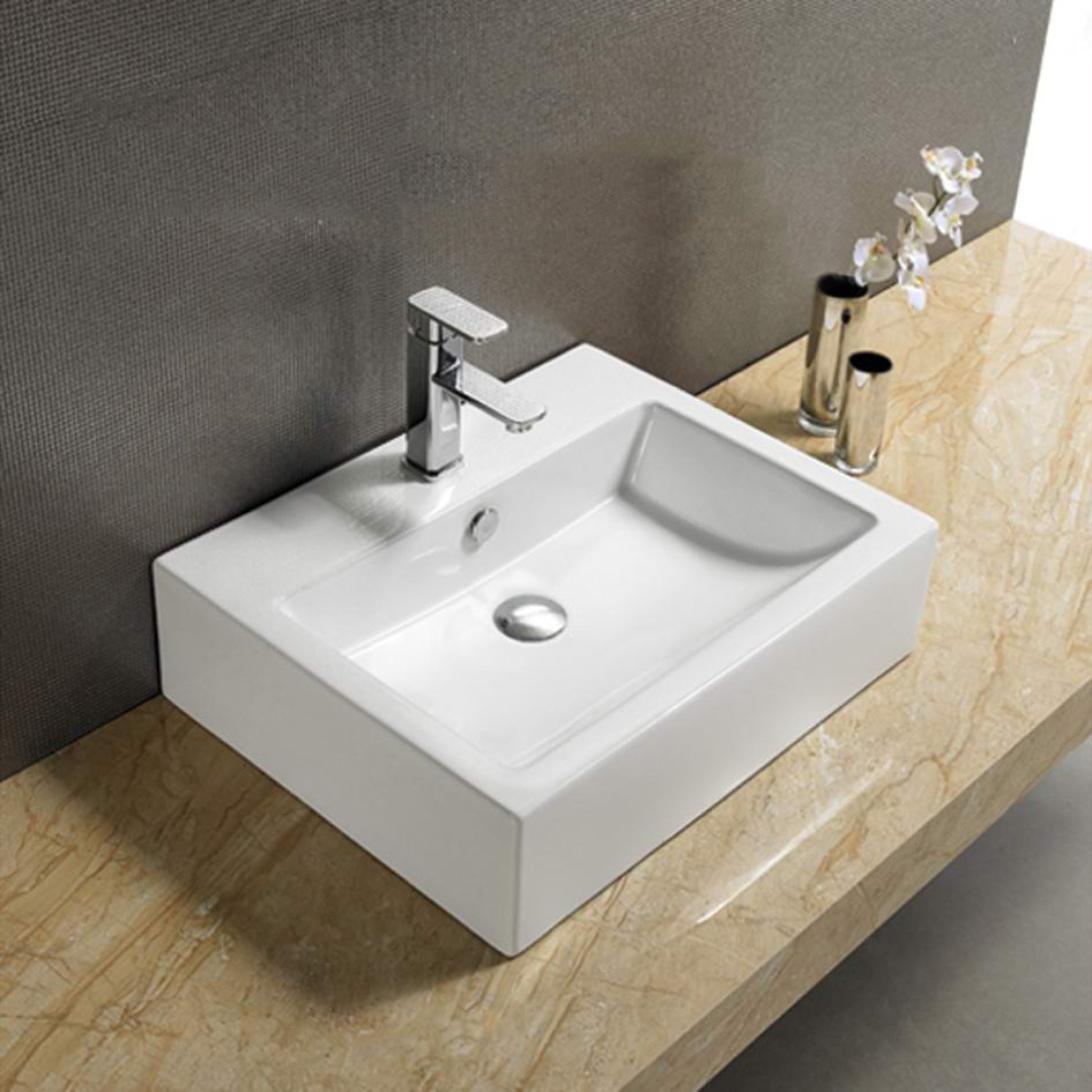 22.8-in. x 17.7-in. Rectangle Bathroom Vessel Sink White Enamel Glaze