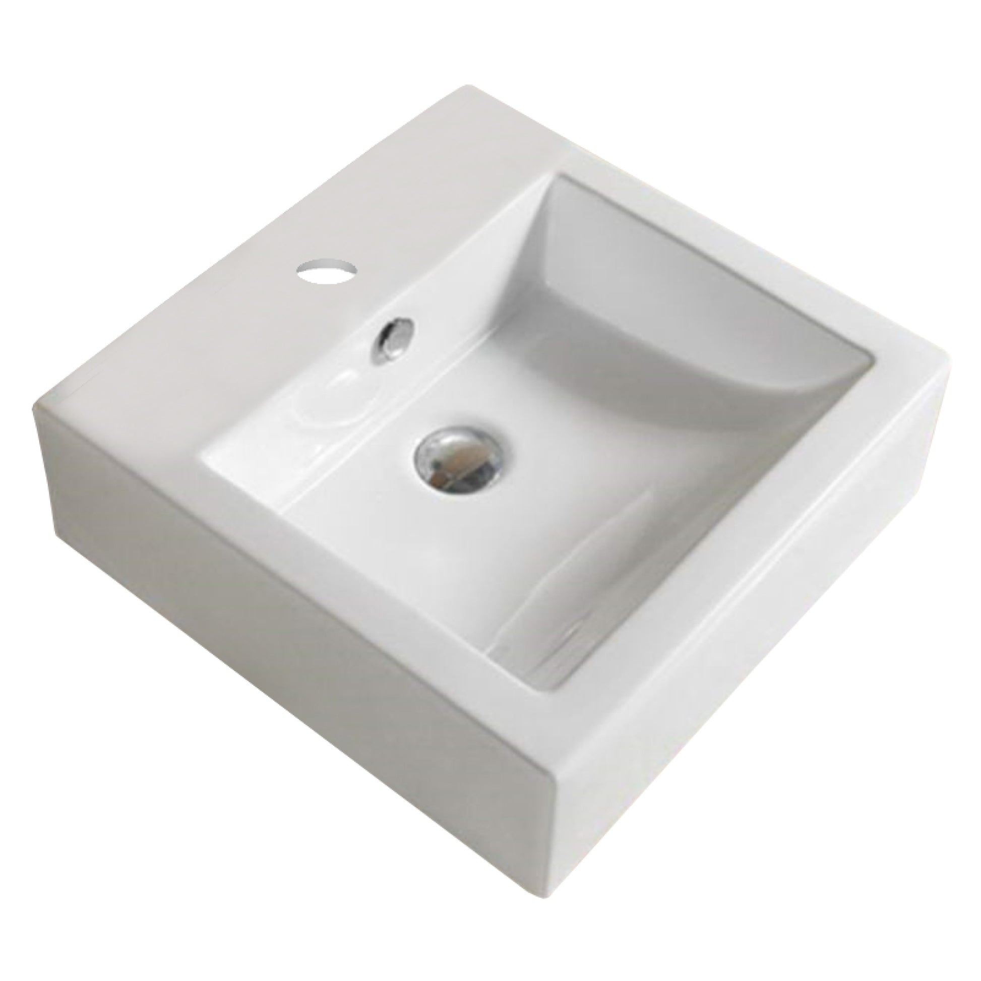 18.3-in. x 18.3-in. Square Bathroom Vessel Sink White Enamel Glaze