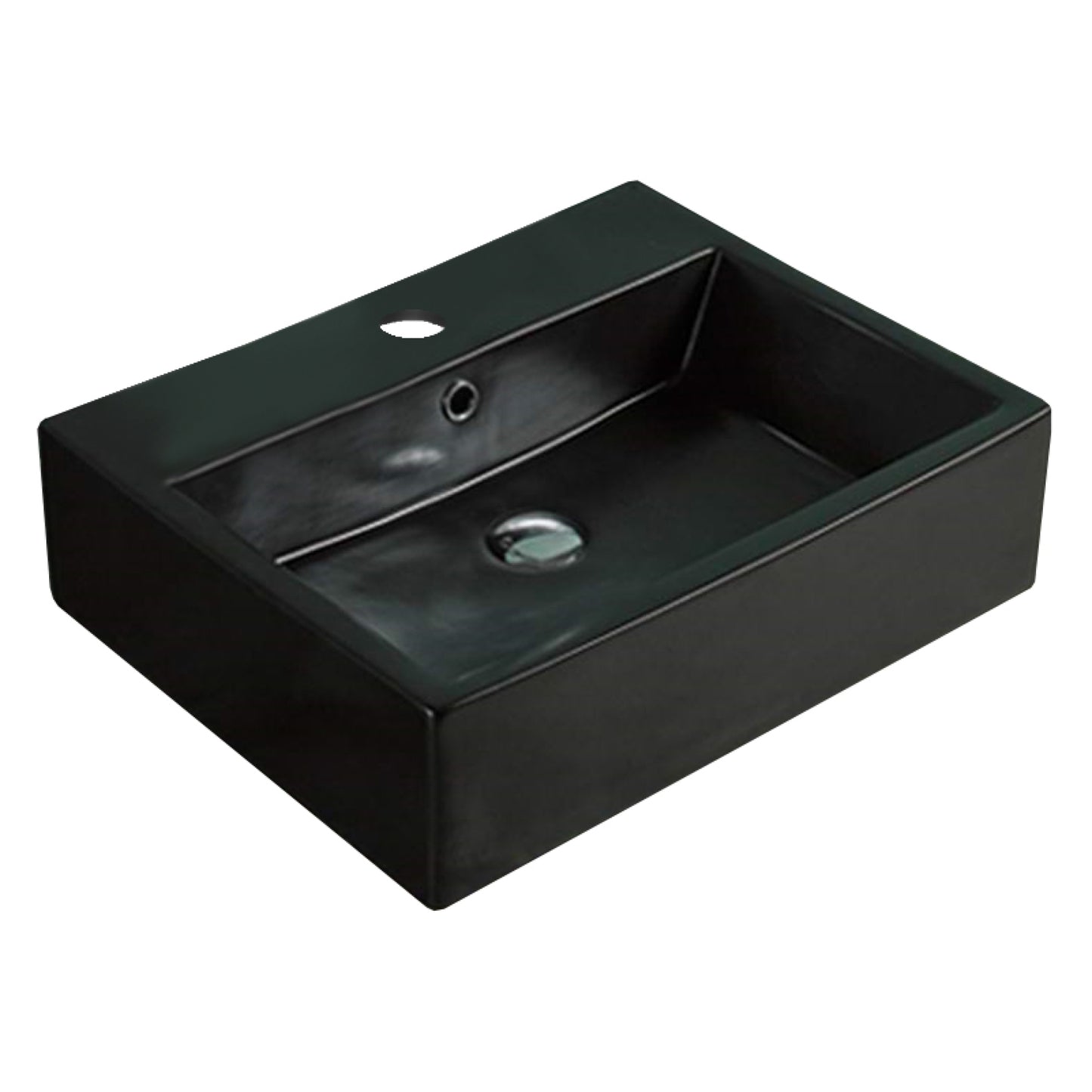 20.9-in. x 16.5-in. Rectangle Bathroom Vessel Sink Black Enamel Glaze