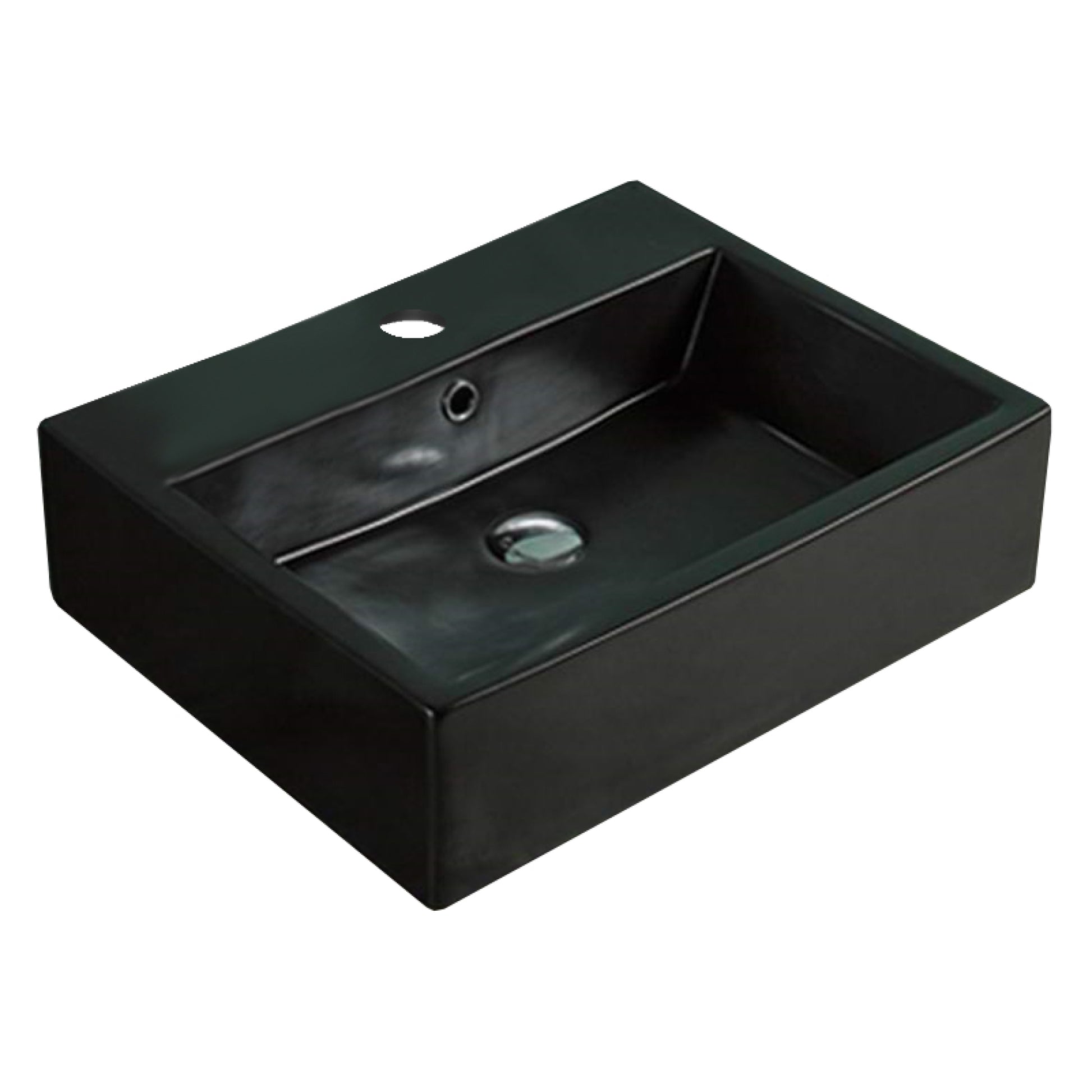 20.9-in. x 16.5-in. Rectangle Bathroom Vessel Sink Black Enamel Glaze