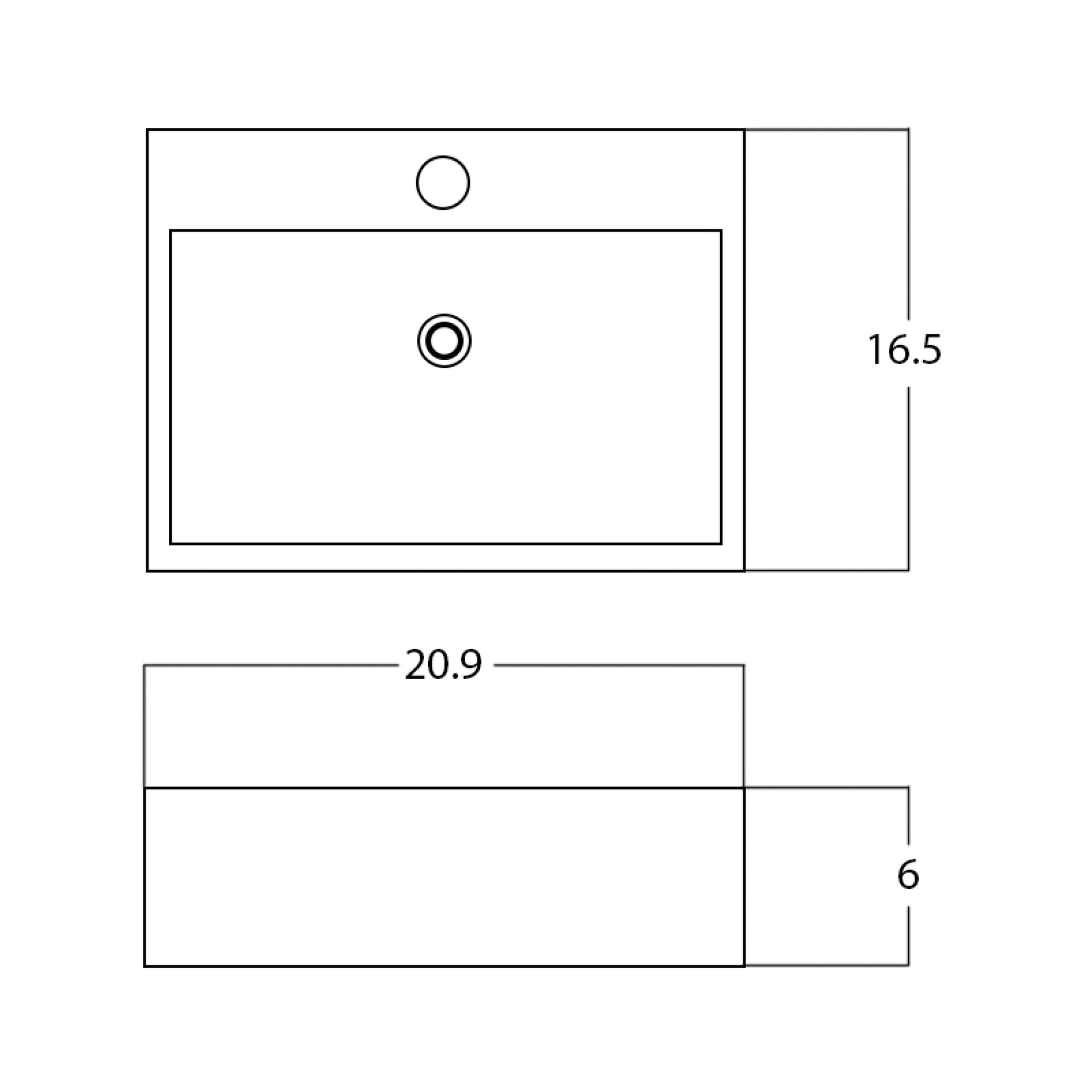 20.9-in. x 16.5-in. Rectangle Bathroom Vessel Sink Black Enamel Glaze