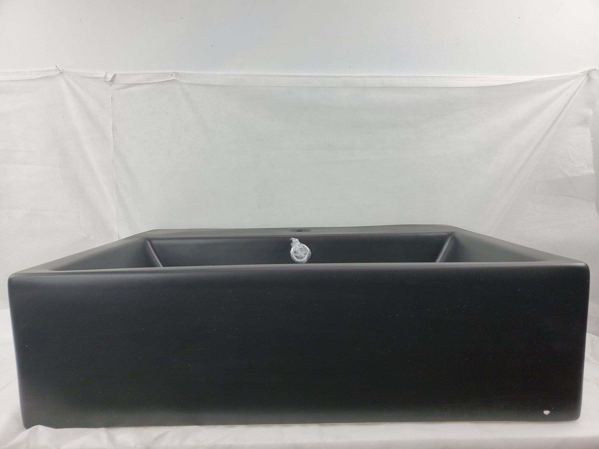 20.9-in. x 16.5-in. Rectangle Bathroom Vessel Sink Black Enamel Glaze