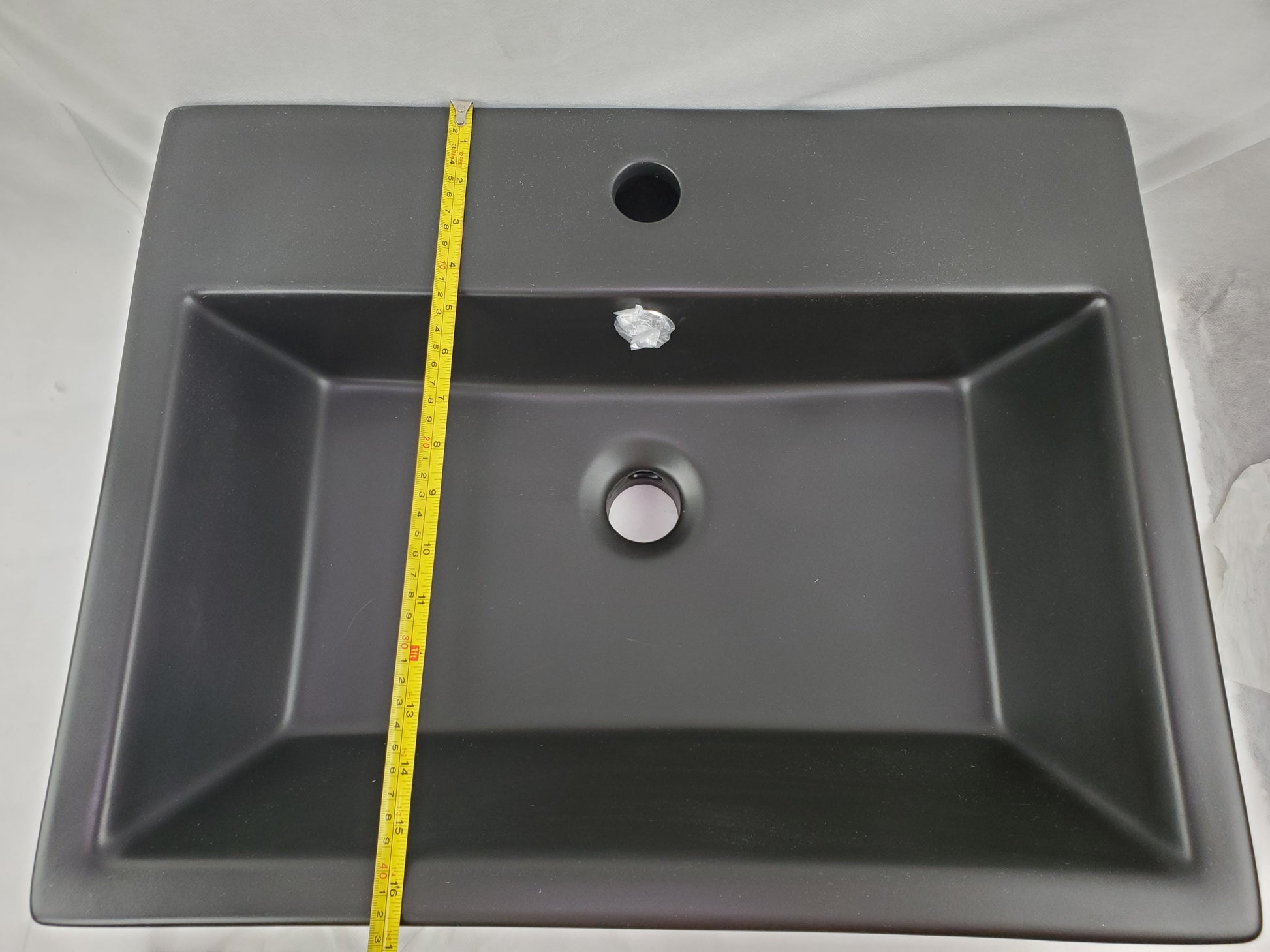 20.9-in. x 16.5-in. Rectangle Bathroom Vessel Sink Black Enamel Glaze
