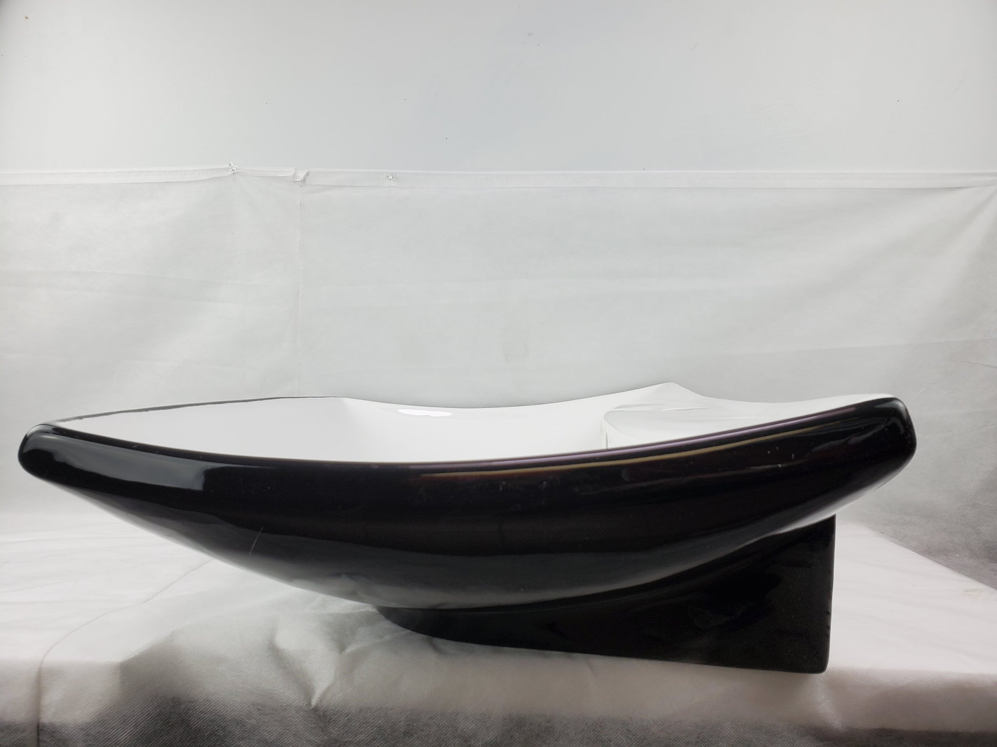 23.8-in. x 17.9-in. Rectangle Bathroom Vessel Sink Black-White Enamel Glaze