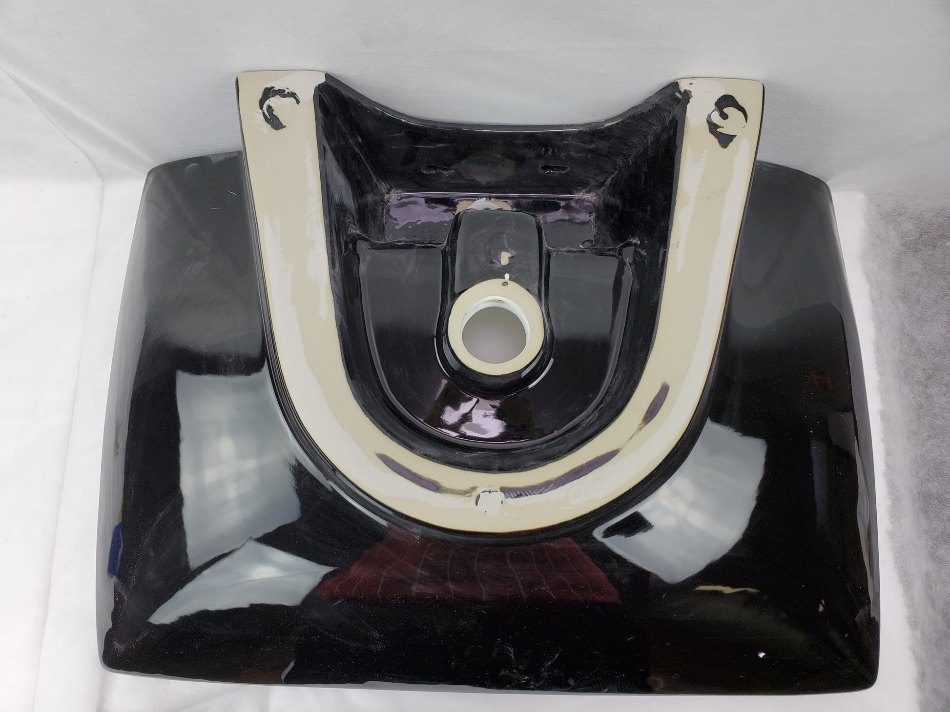 23.8-in. x 17.9-in. Rectangle Bathroom Vessel Sink Black-White Enamel Glaze