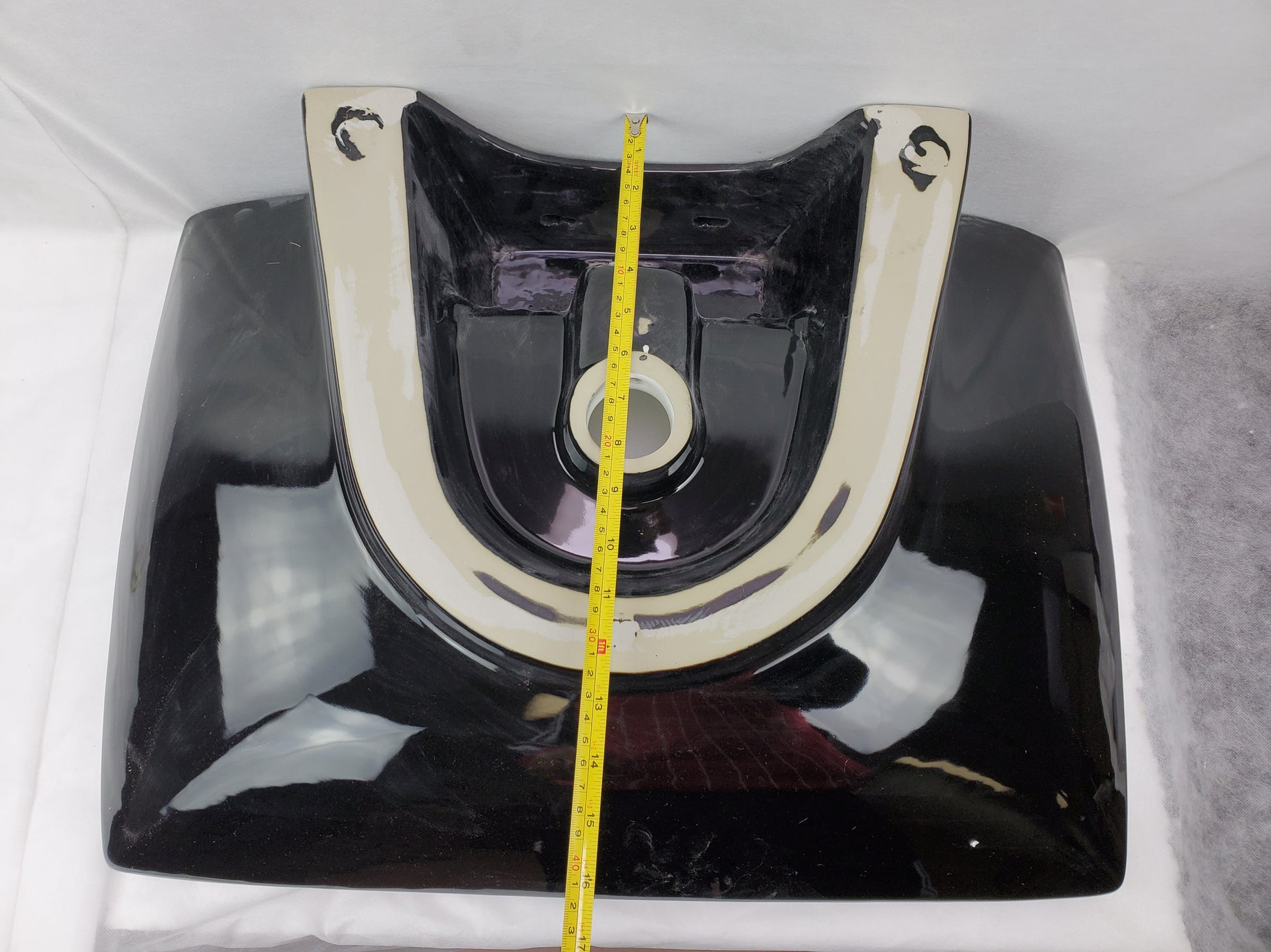 23.8-in. x 17.9-in. Rectangle Bathroom Vessel Sink Black-White Enamel Glaze