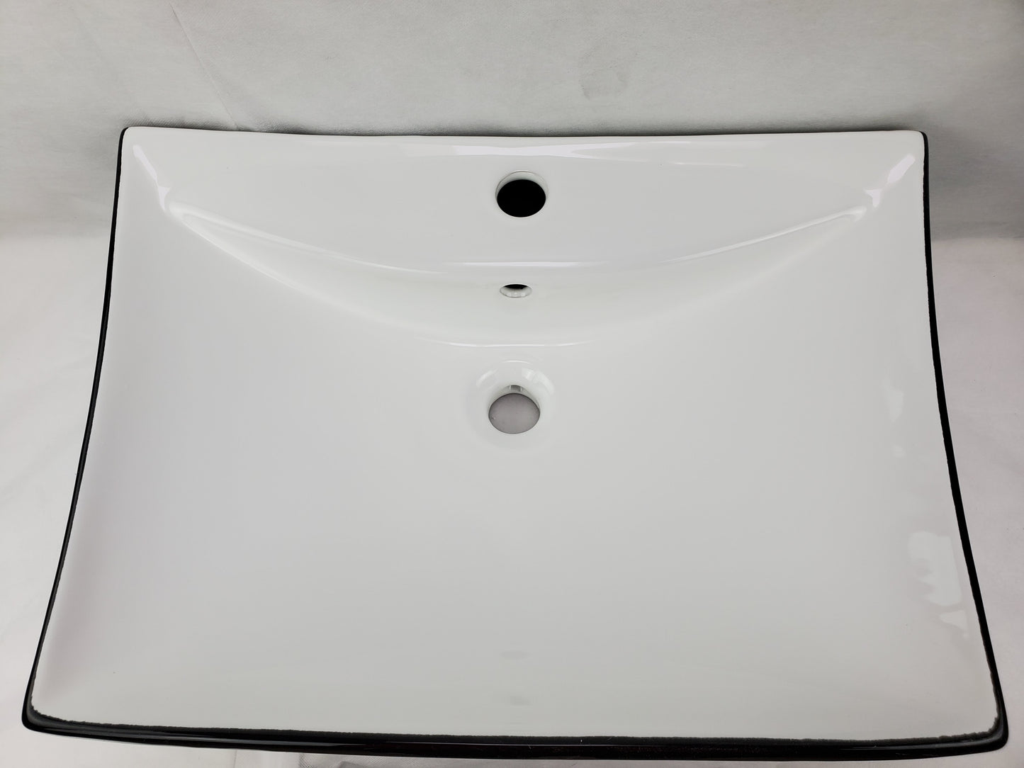 23.8-in. x 17.9-in. Rectangle Bathroom Vessel Sink Black-White Enamel Glaze