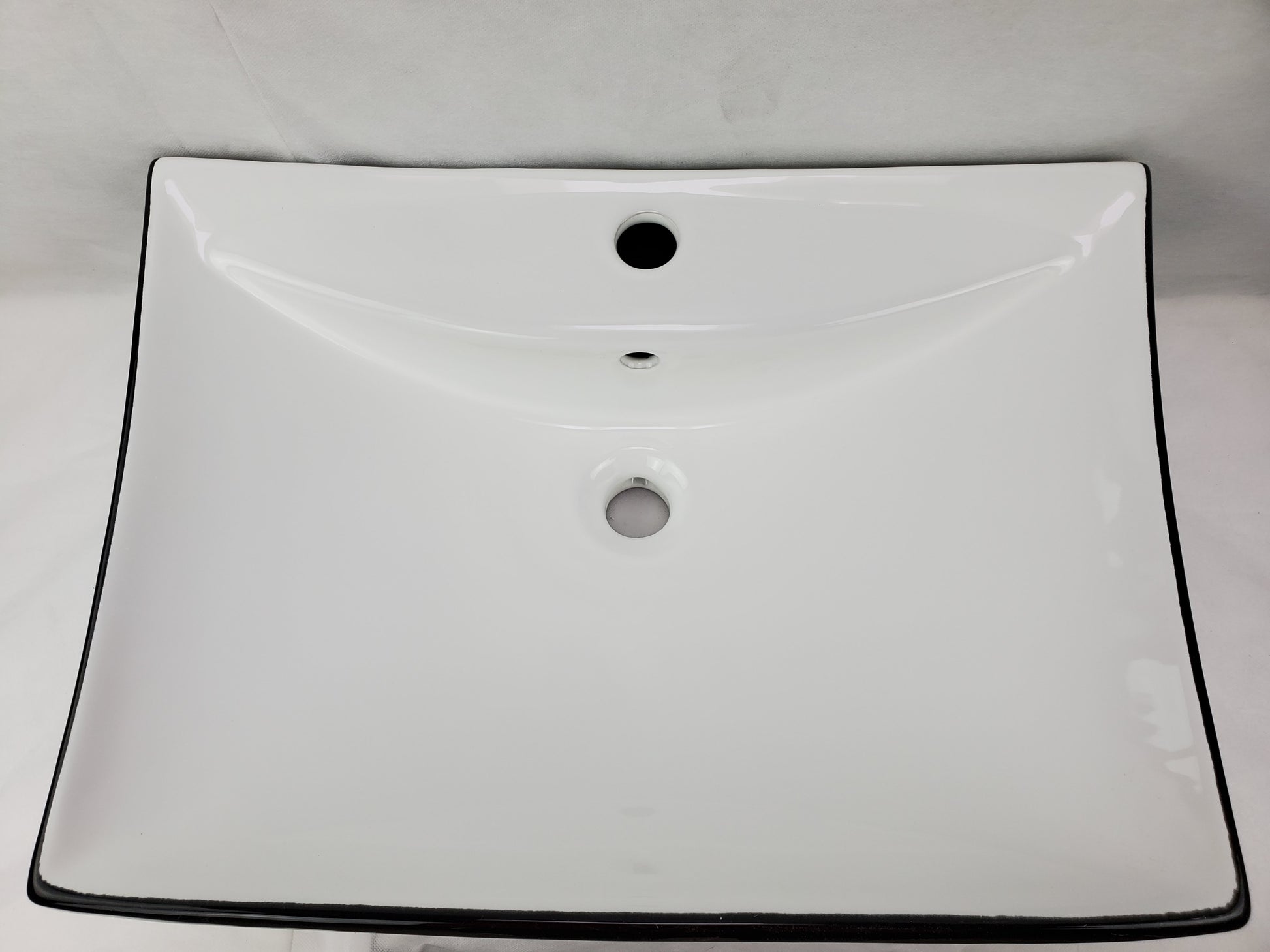 23.8-in. x 17.9-in. Rectangle Bathroom Vessel Sink Black-White Enamel Glaze