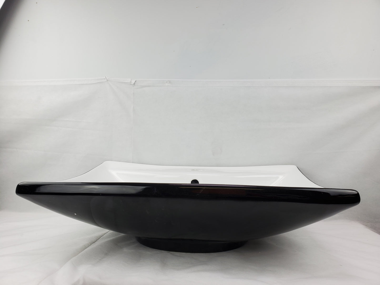 23.8-in. x 17.9-in. Rectangle Bathroom Vessel Sink Black-White Enamel Glaze