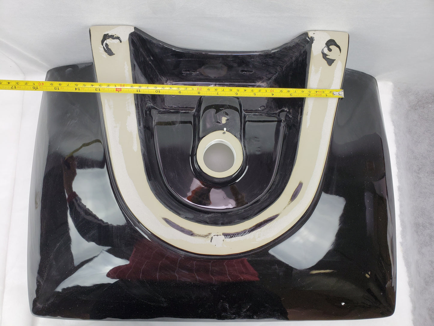 23.8-in. x 17.9-in. Rectangle Bathroom Vessel Sink Black-White Enamel Glaze