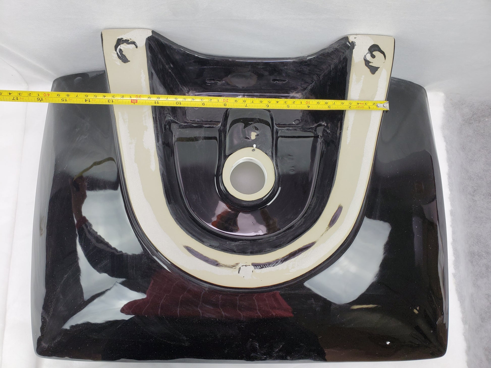 23.8-in. x 17.9-in. Rectangle Bathroom Vessel Sink Black-White Enamel Glaze