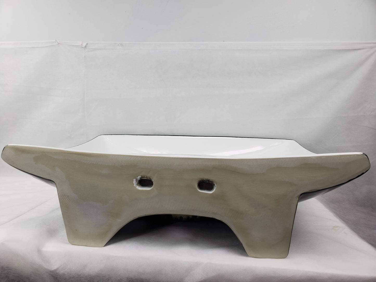 23.8-in. x 17.9-in. Rectangle Bathroom Vessel Sink Black-White Enamel Glaze