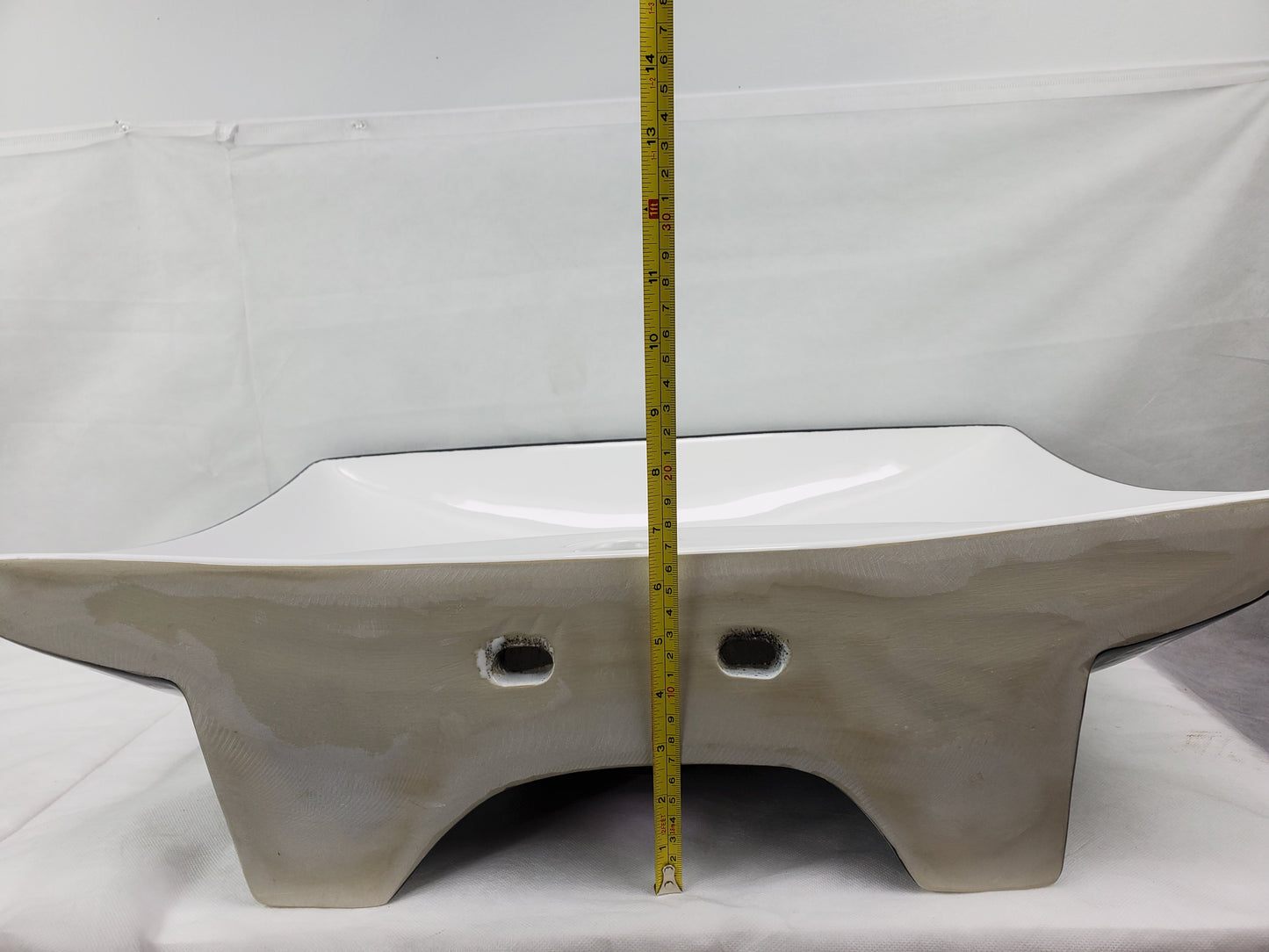 23.8-in. x 17.9-in. Rectangle Bathroom Vessel Sink Black-White Enamel Glaze