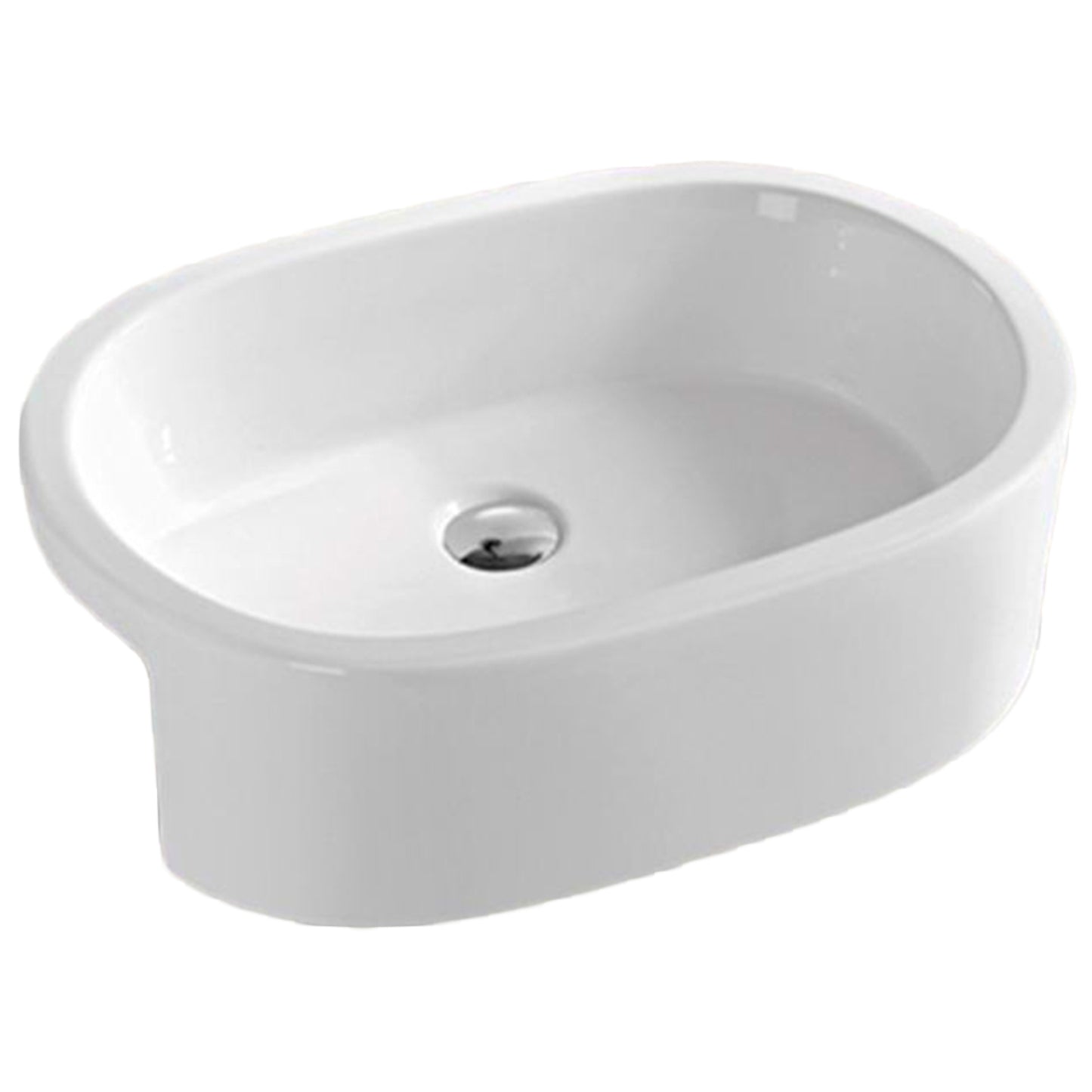 24.8-in. x 14.6-in. Oval Bathroom Vessel Sink White Enamel Glaze