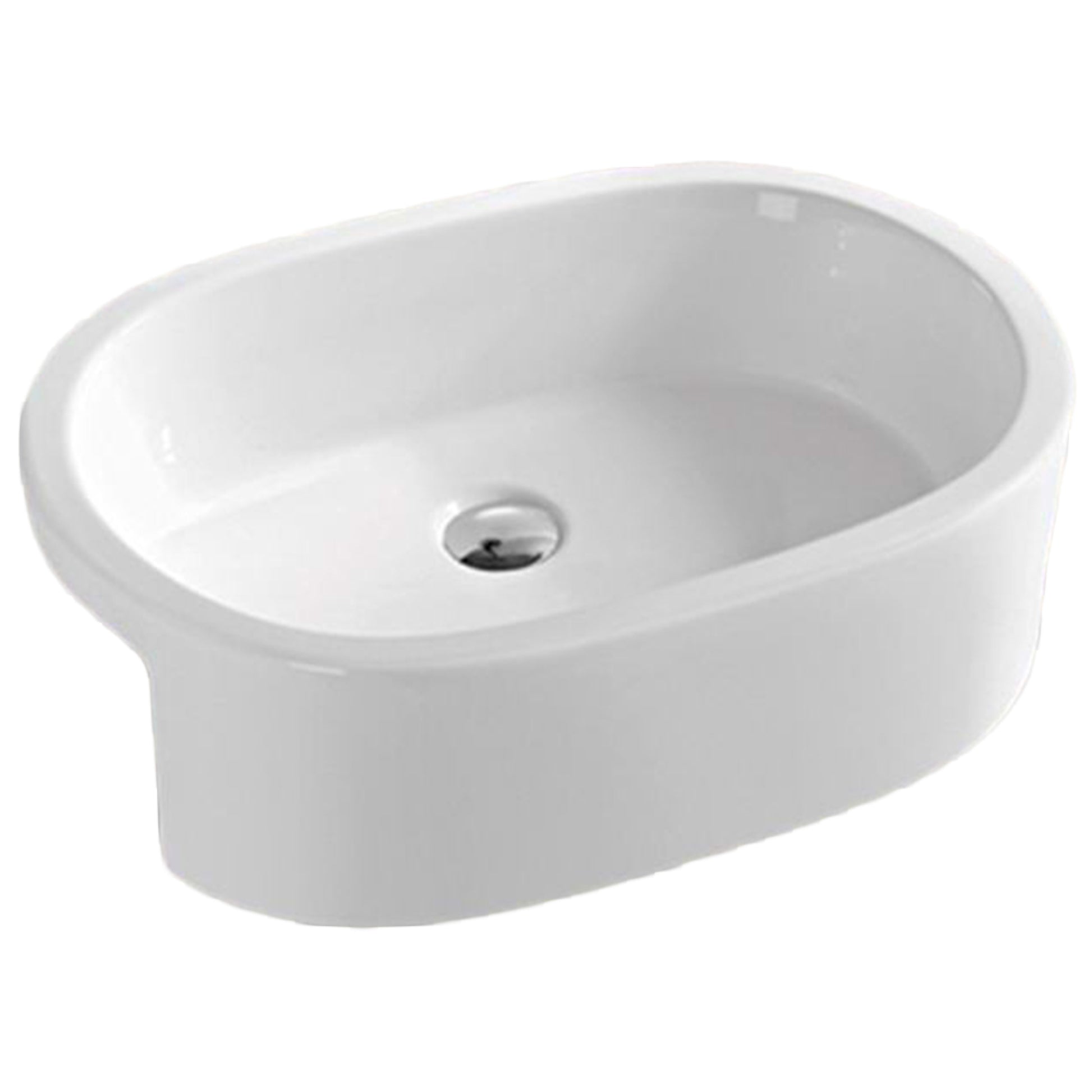 24.8-in. x 14.6-in. Oval Bathroom Vessel Sink White Enamel Glaze