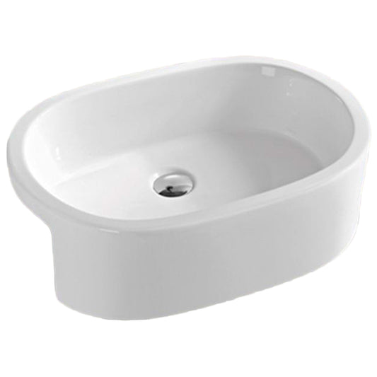 24.8-in. x 14.6-in. Oval Bathroom Vessel Sink White Enamel Glaze