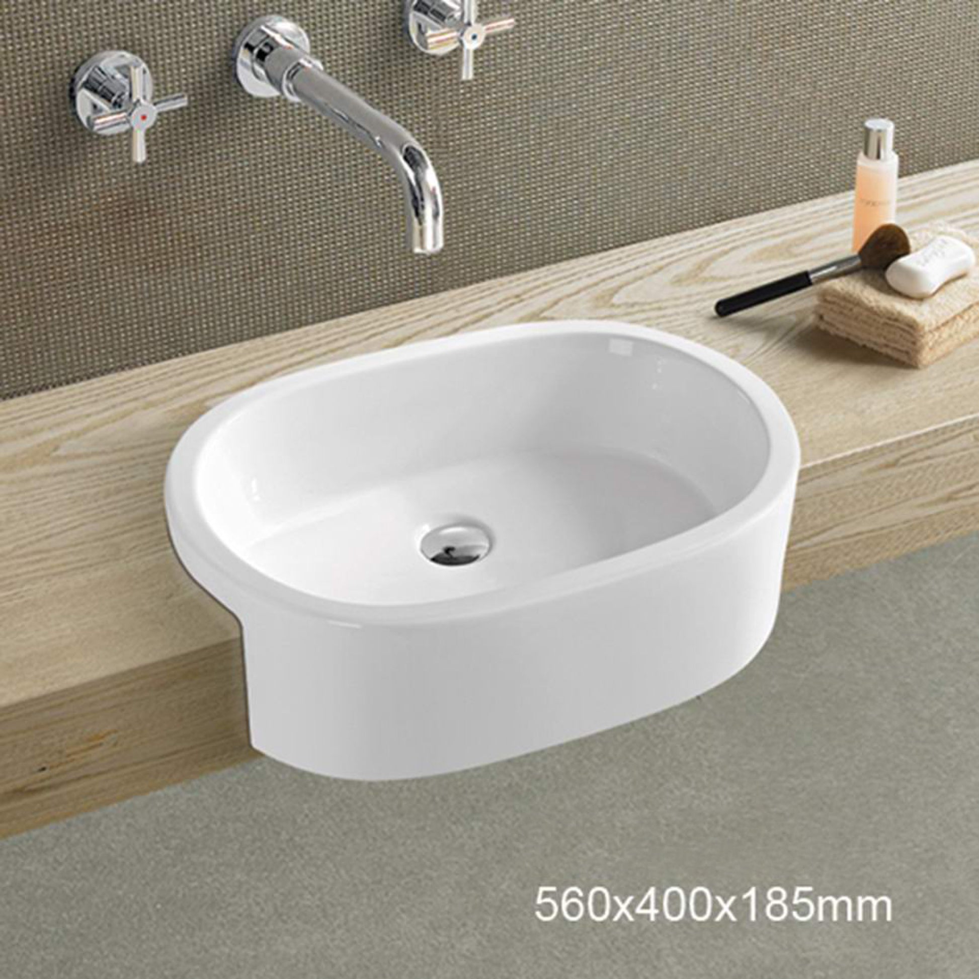 24.8-in. x 14.6-in. Oval Bathroom Vessel Sink White Enamel Glaze