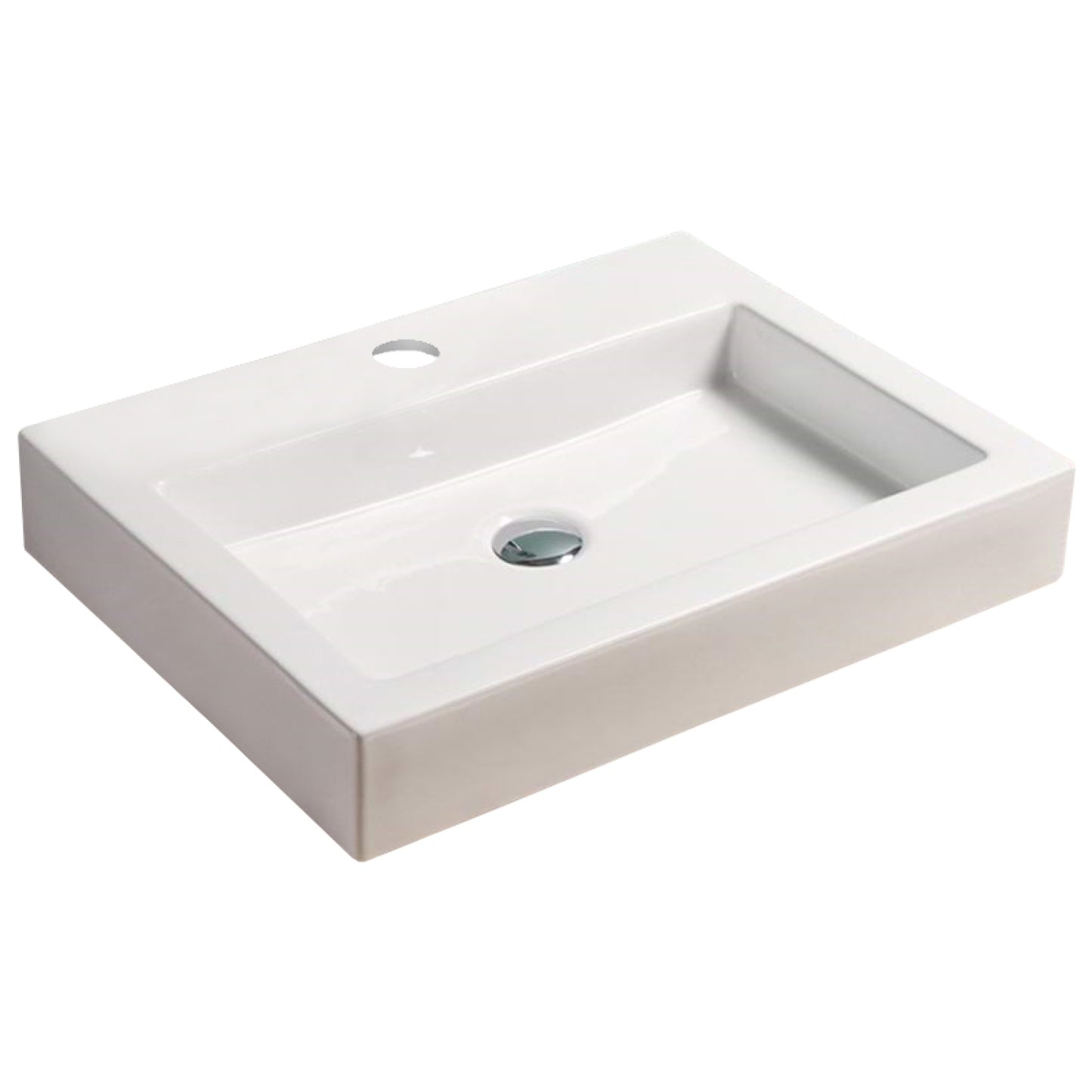 24-in. x 18.3-in. Rectangle Bathroom Vessel Sink White Enamel Glaze