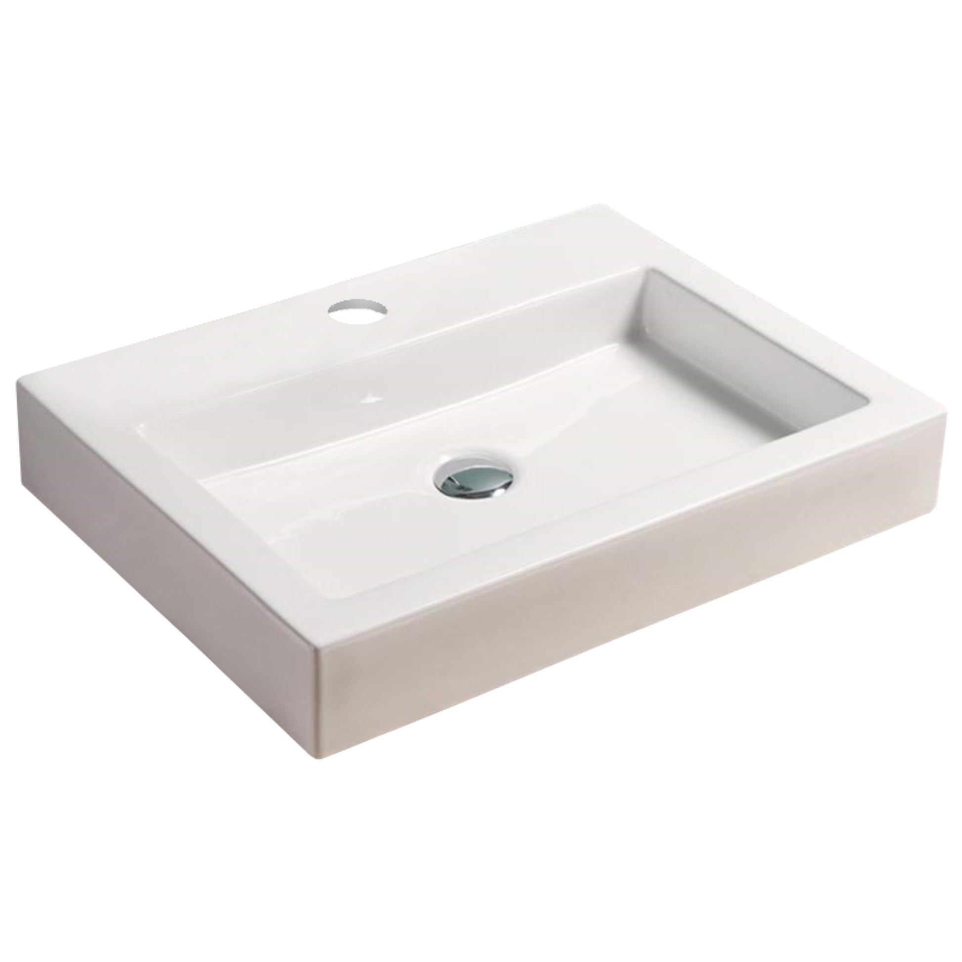 24-in. x 18.3-in. Rectangle Bathroom Vessel Sink White Enamel Glaze