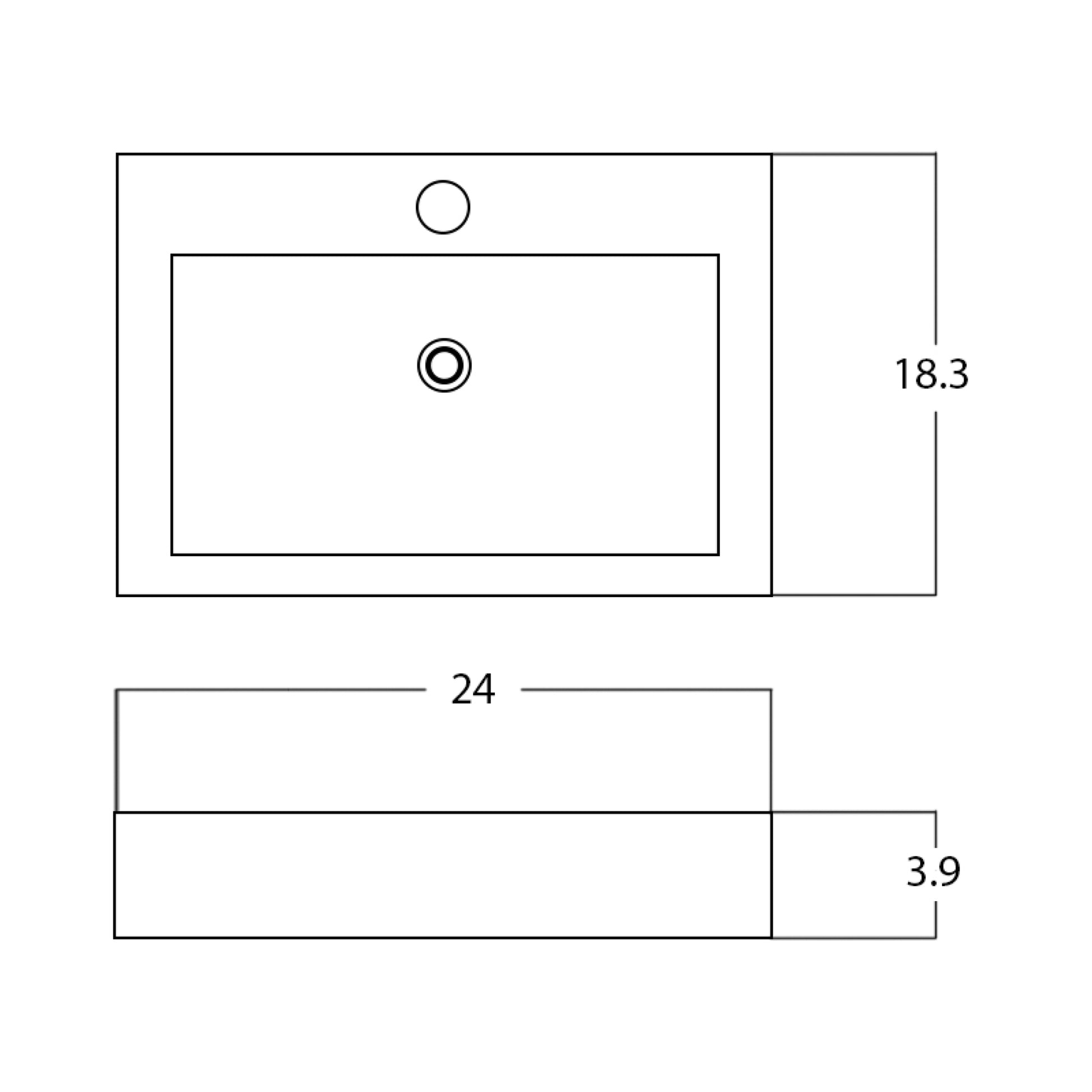 24-in. x 18.3-in. Rectangle Bathroom Vessel Sink White Enamel Glaze