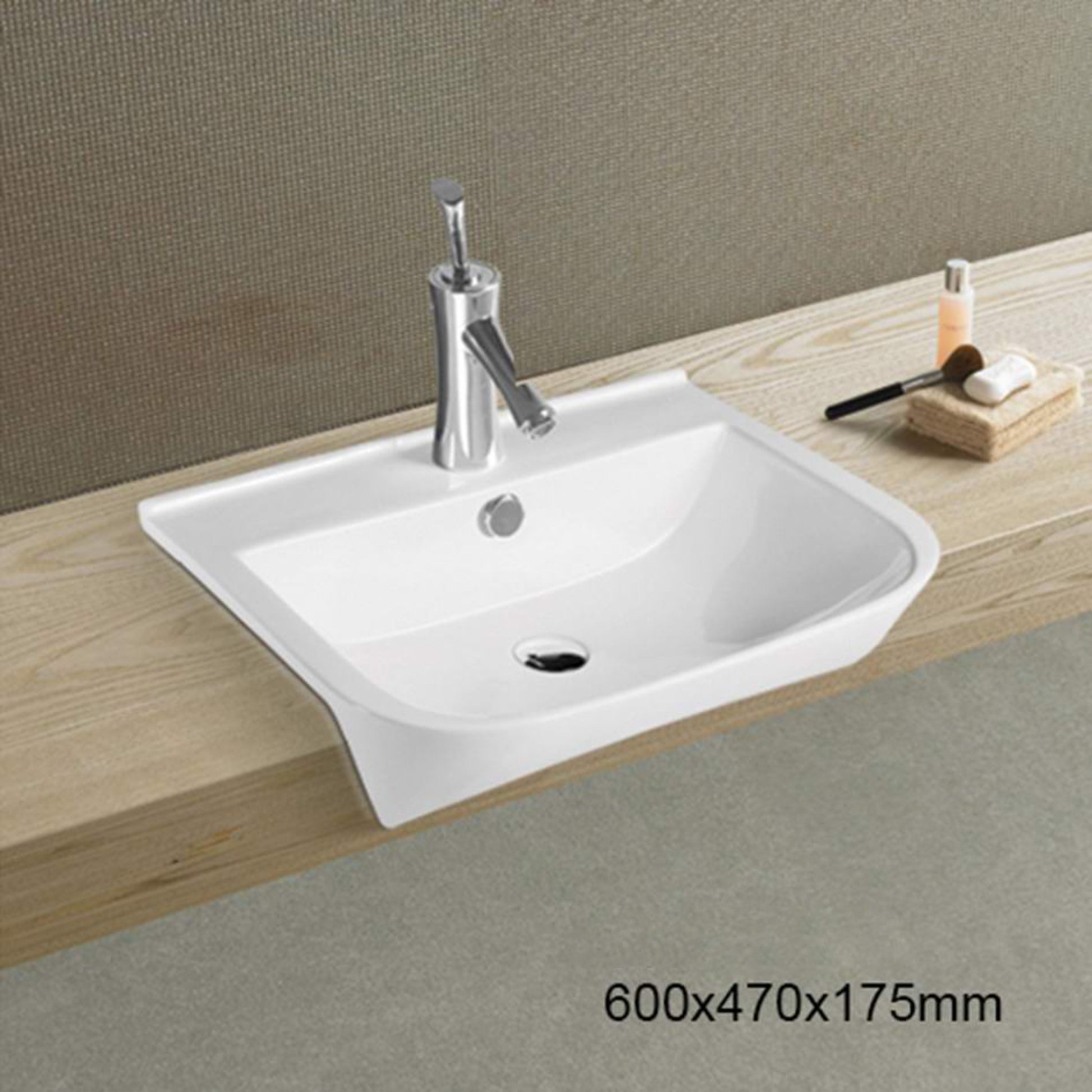 23.6-in. x 18.5-in. Rectangle Bathroom Vessel Sink White Enamel Glaze