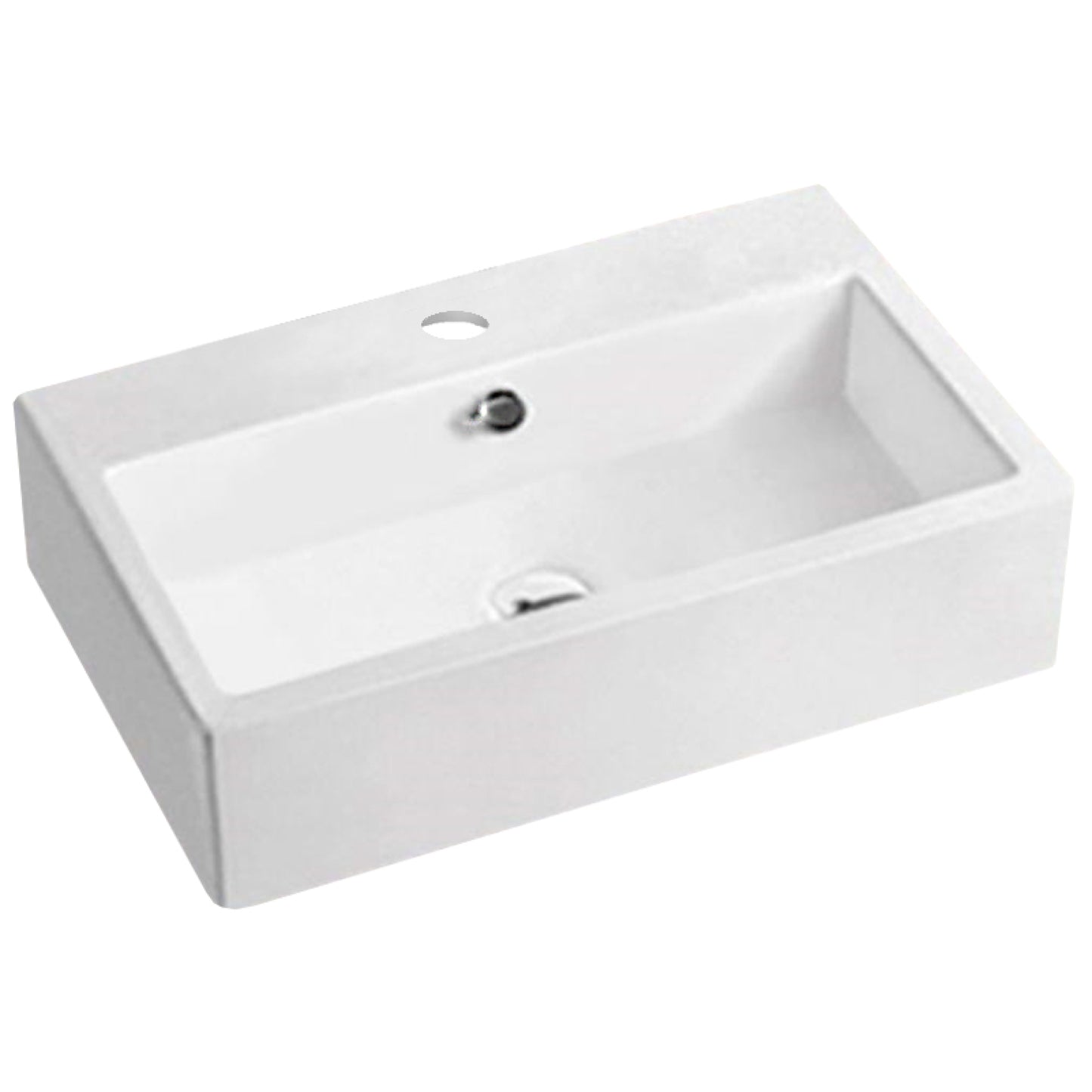 23.6-in. x 17.7-in. Rectangle Bathroom Vessel Sink White Enamel Glaze