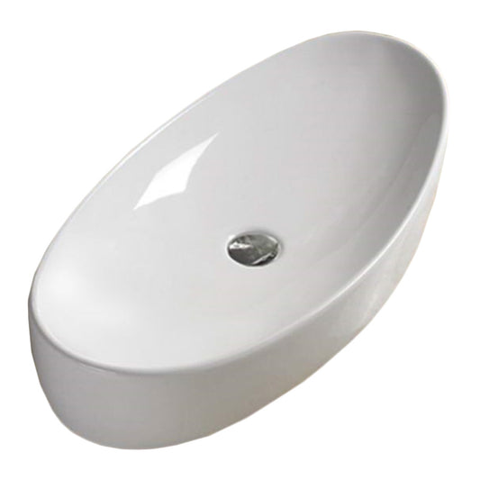 31-in. x 15.4-in. Oval Bathroom Vessel Sink White Enamel Glaze
