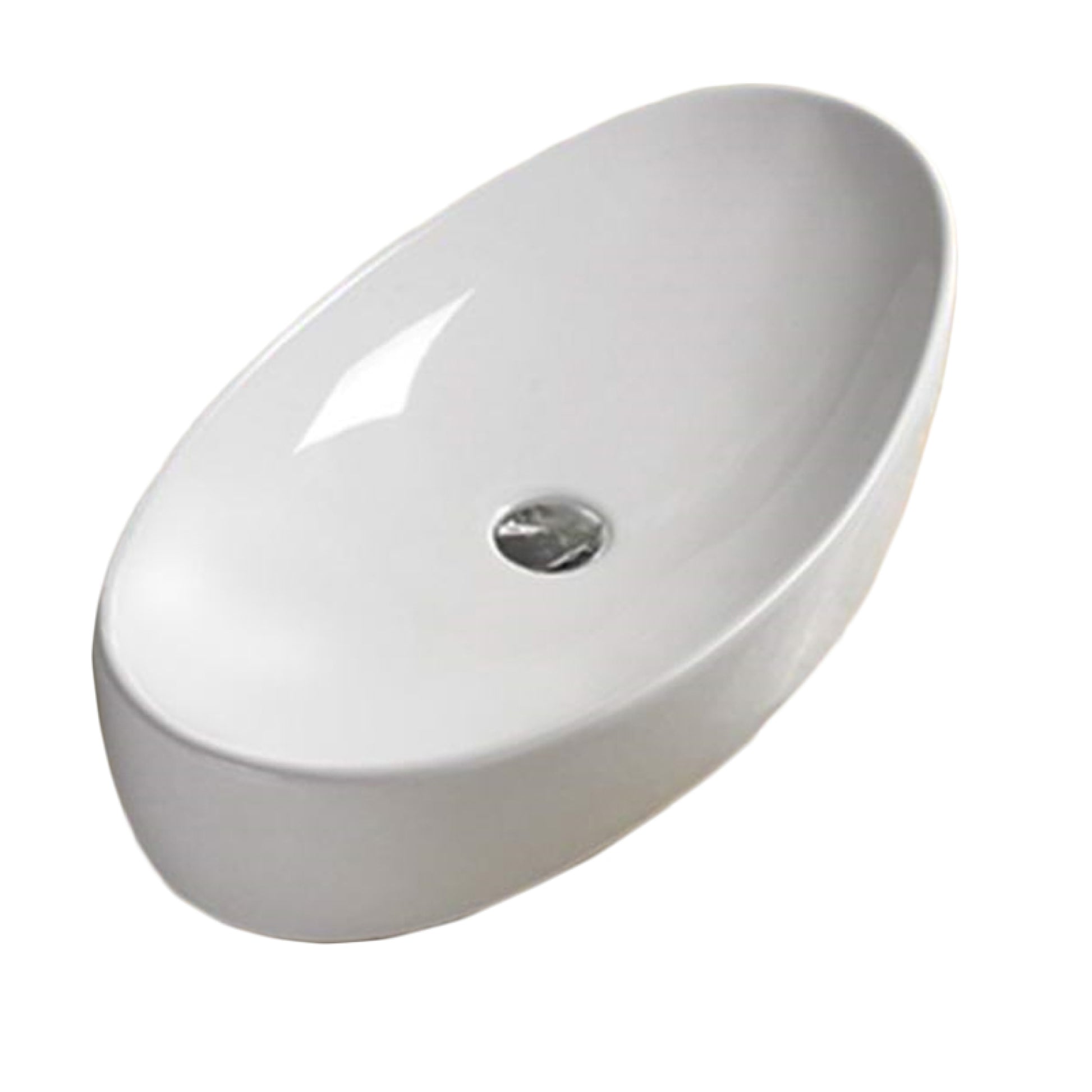 25.6-in. x 13.6-in. Oval Bathroom Vessel Sink White Enamel Glaze
