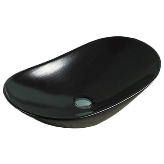 24.2-in. x 14.2-in. Oval Bathroom Vessel Sink Black Enamel Glaze