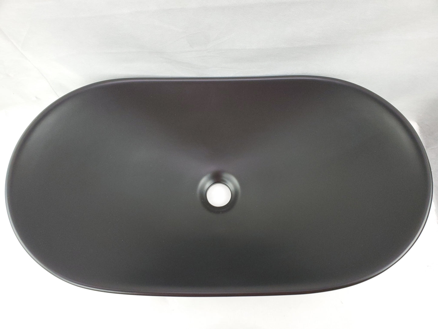 24.2-in. x 14.2-in. Oval Bathroom Vessel Sink Black Enamel Glaze
