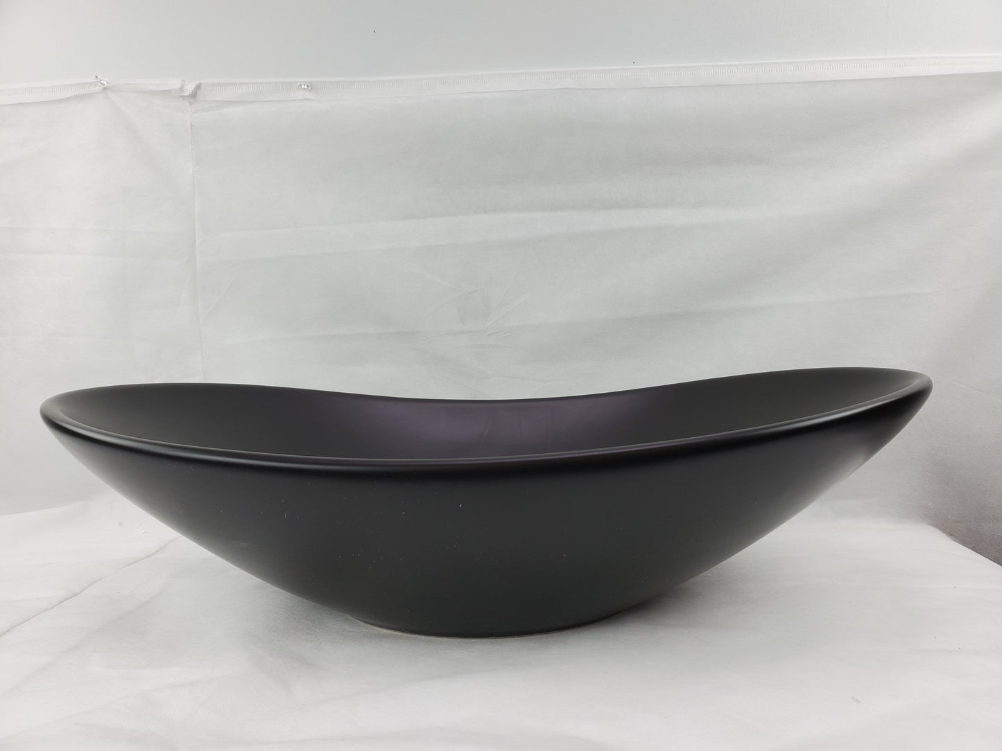 24.2-in. x 14.2-in. Oval Bathroom Vessel Sink Black Enamel Glaze