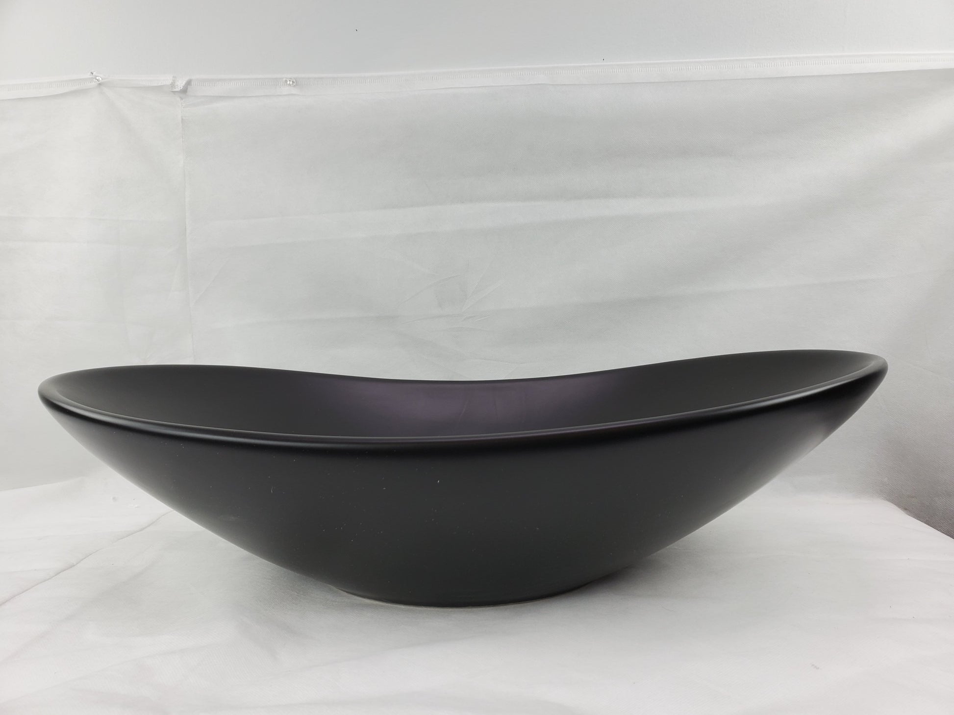 24.2-in. x 14.2-in. Oval Bathroom Vessel Sink Black Enamel Glaze