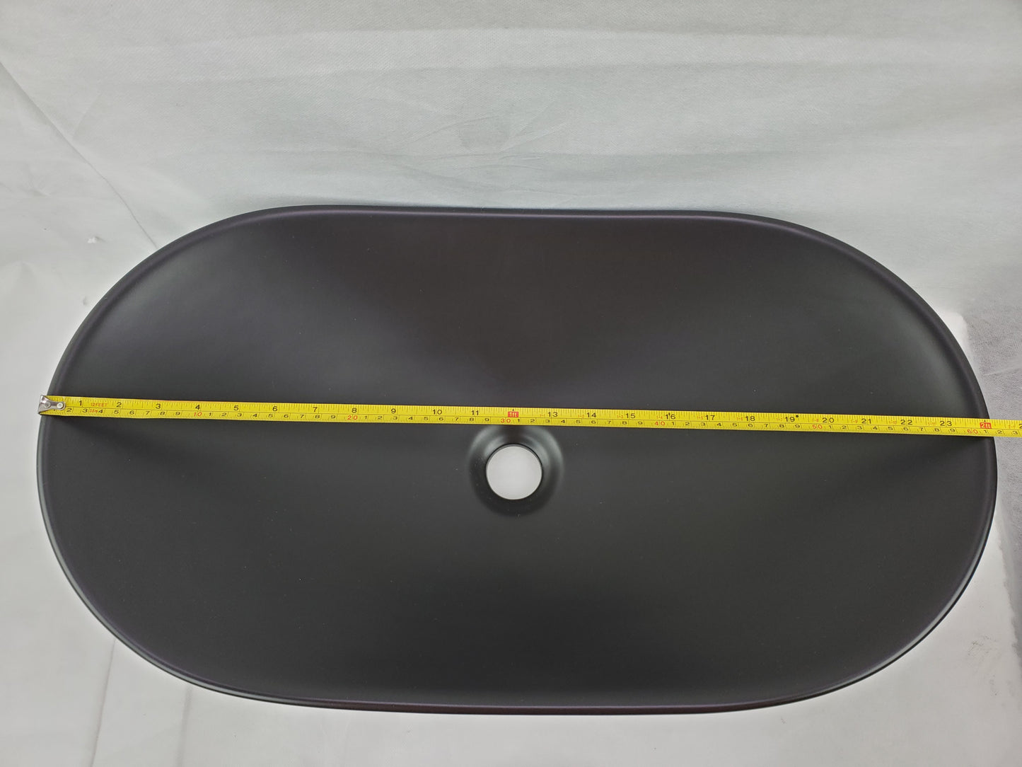 24.2-in. x 14.2-in. Oval Bathroom Vessel Sink Black Enamel Glaze