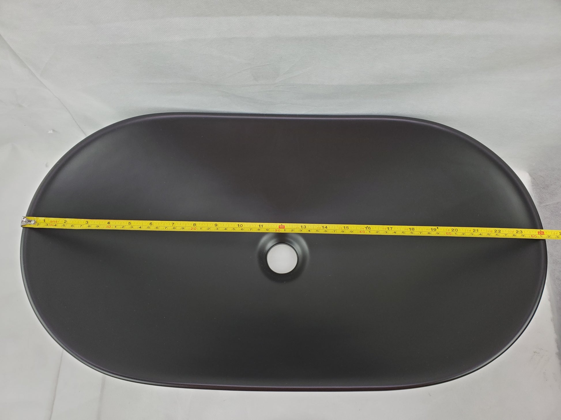24.2-in. x 14.2-in. Oval Bathroom Vessel Sink Black Enamel Glaze