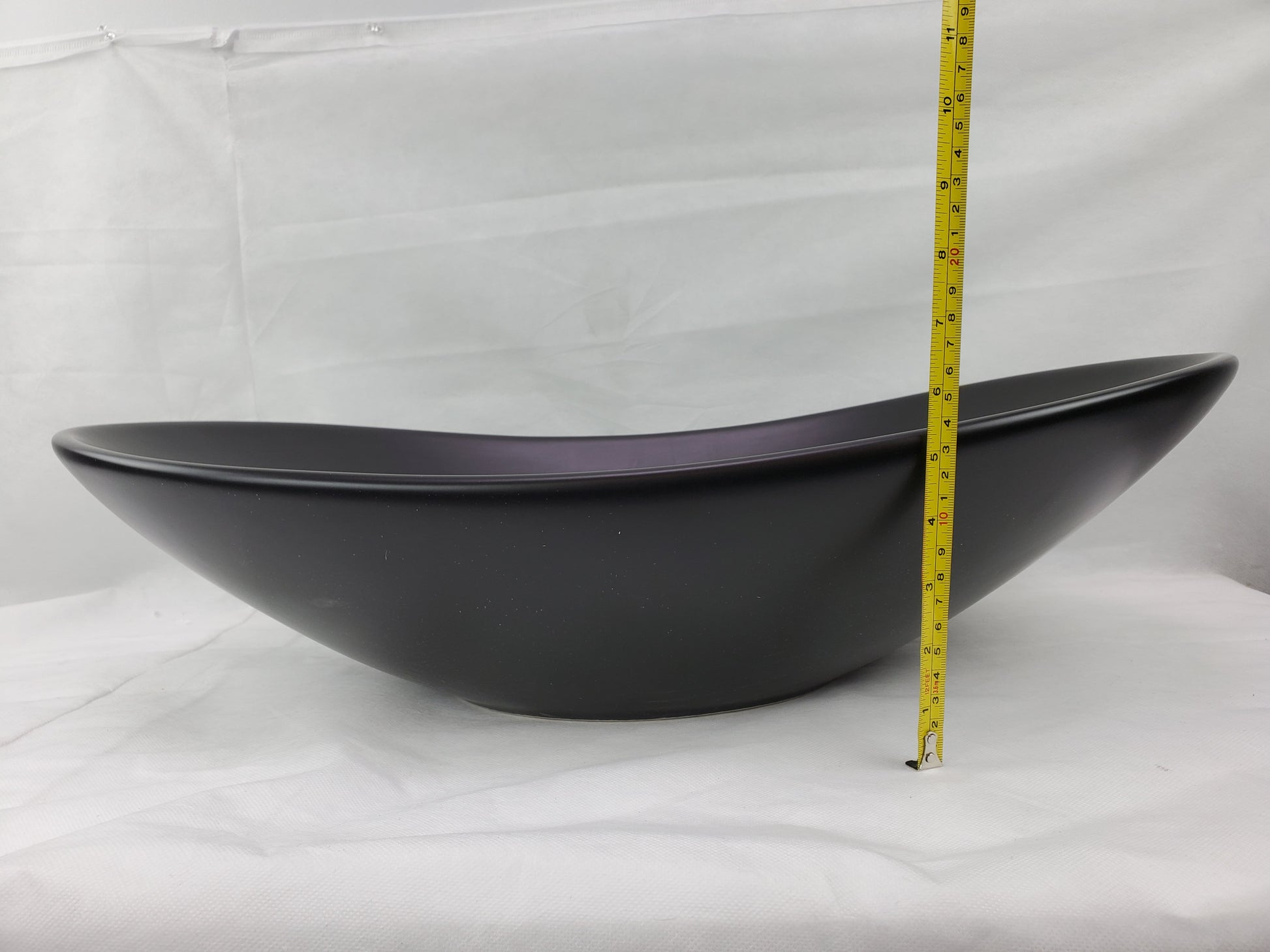 24.2-in. x 14.2-in. Oval Bathroom Vessel Sink Black Enamel Glaze
