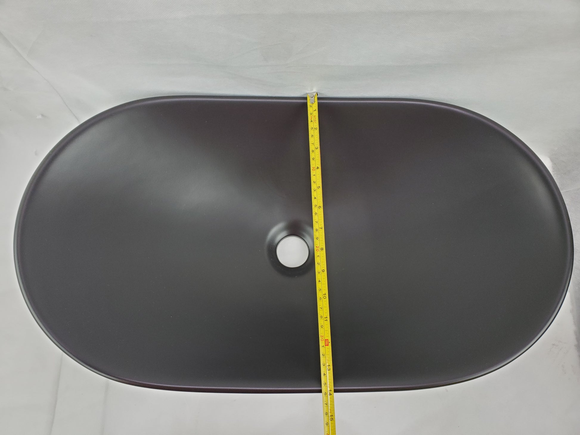 24.2-in. x 14.2-in. Oval Bathroom Vessel Sink Black Enamel Glaze