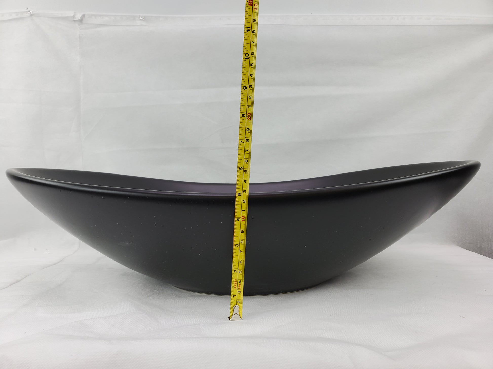 24.2-in. x 14.2-in. Oval Bathroom Vessel Sink Black Enamel Glaze
