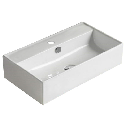 21.7-in. x 12.6-in. Rectangle Bathroom Vessel Sink White Enamel Glaze