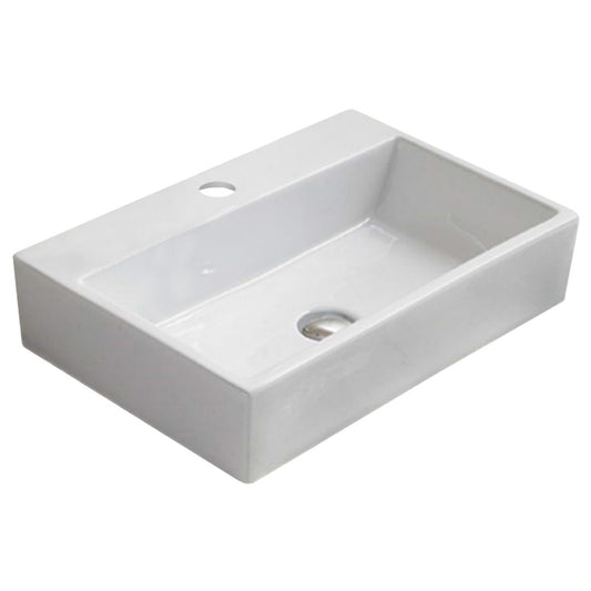 20.9-in. x 14.2-in. Rectangle Bathroom Vessel Sink White Enamel Glaze