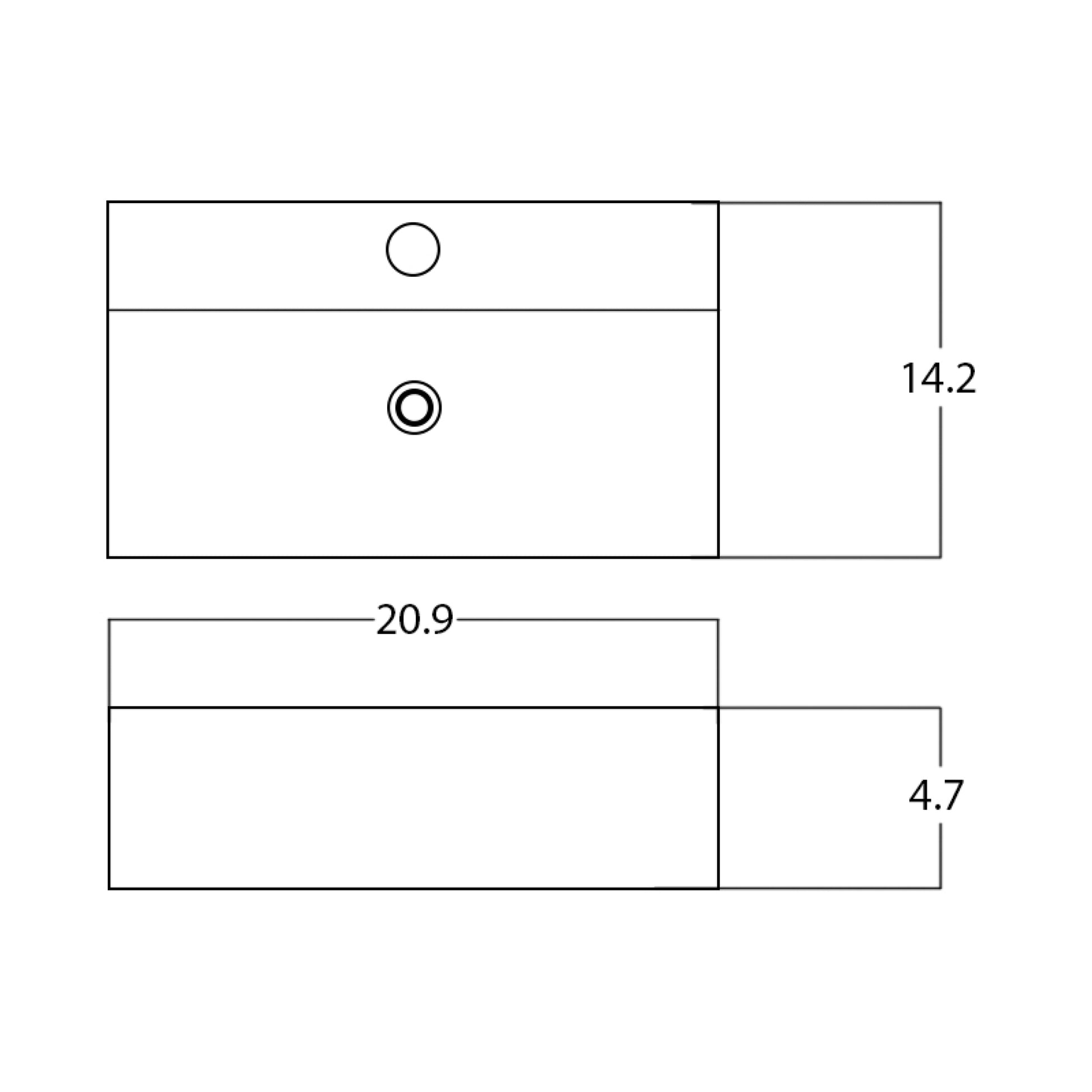 20.9-in. x 14.2-in. Rectangle Bathroom Vessel Sink White Enamel Glaze