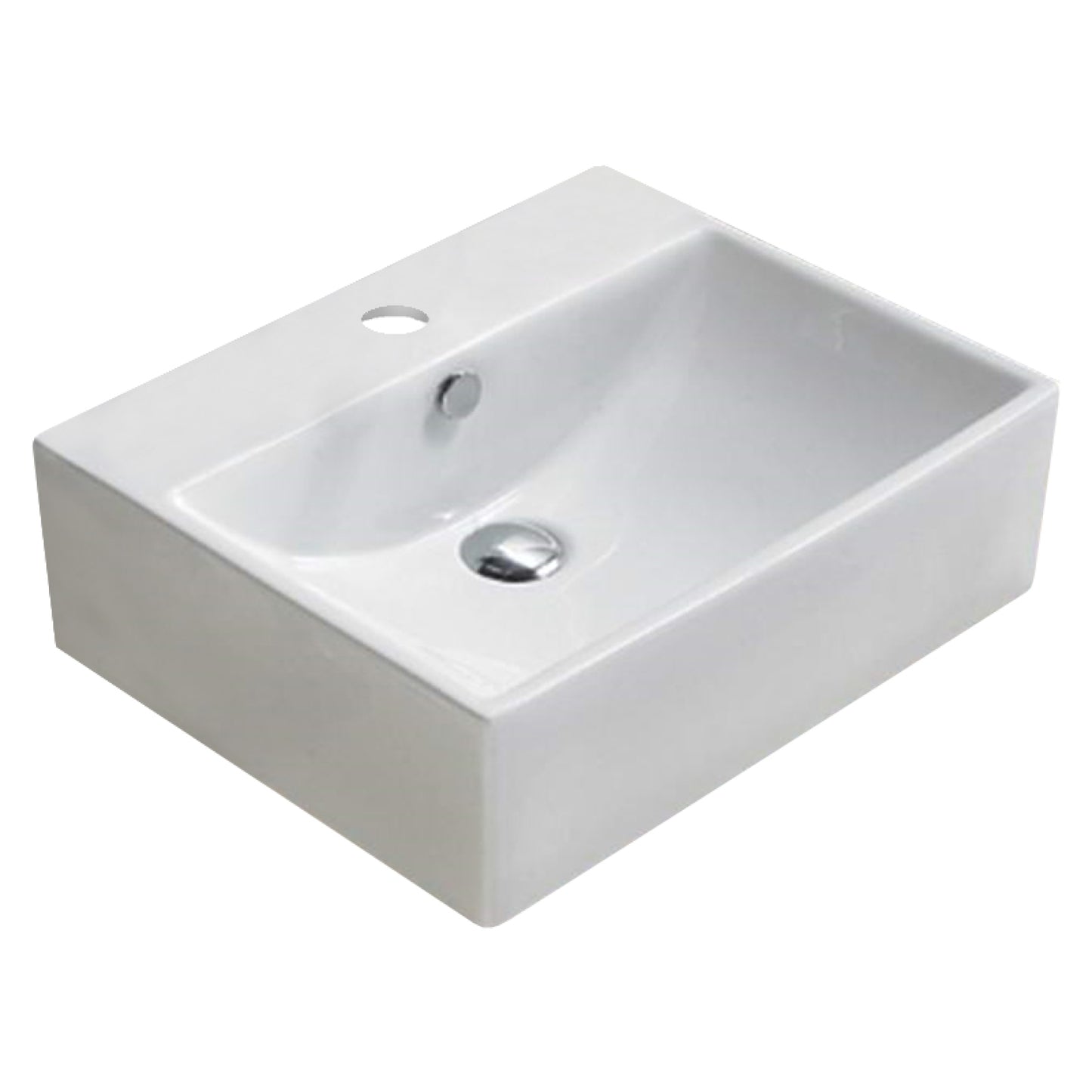 19.7-in. x 16.1-in. Rectangle Bathroom Vessel Sink White Enamel Glaze