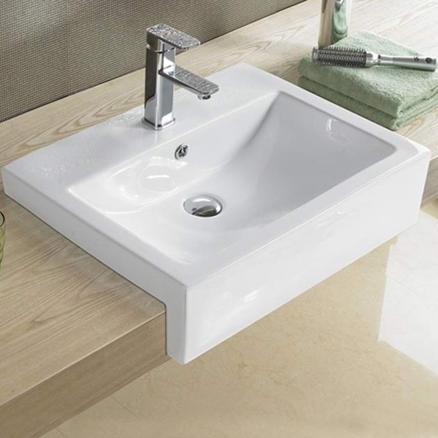 23.6-in. x 17.7-in. Rectangle Bathroom Vessel Sink White Enamel Glaze