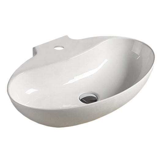 23.6-in. x 16.1-in. Oval Bathroom Vessel Sink White Enamel Glaze