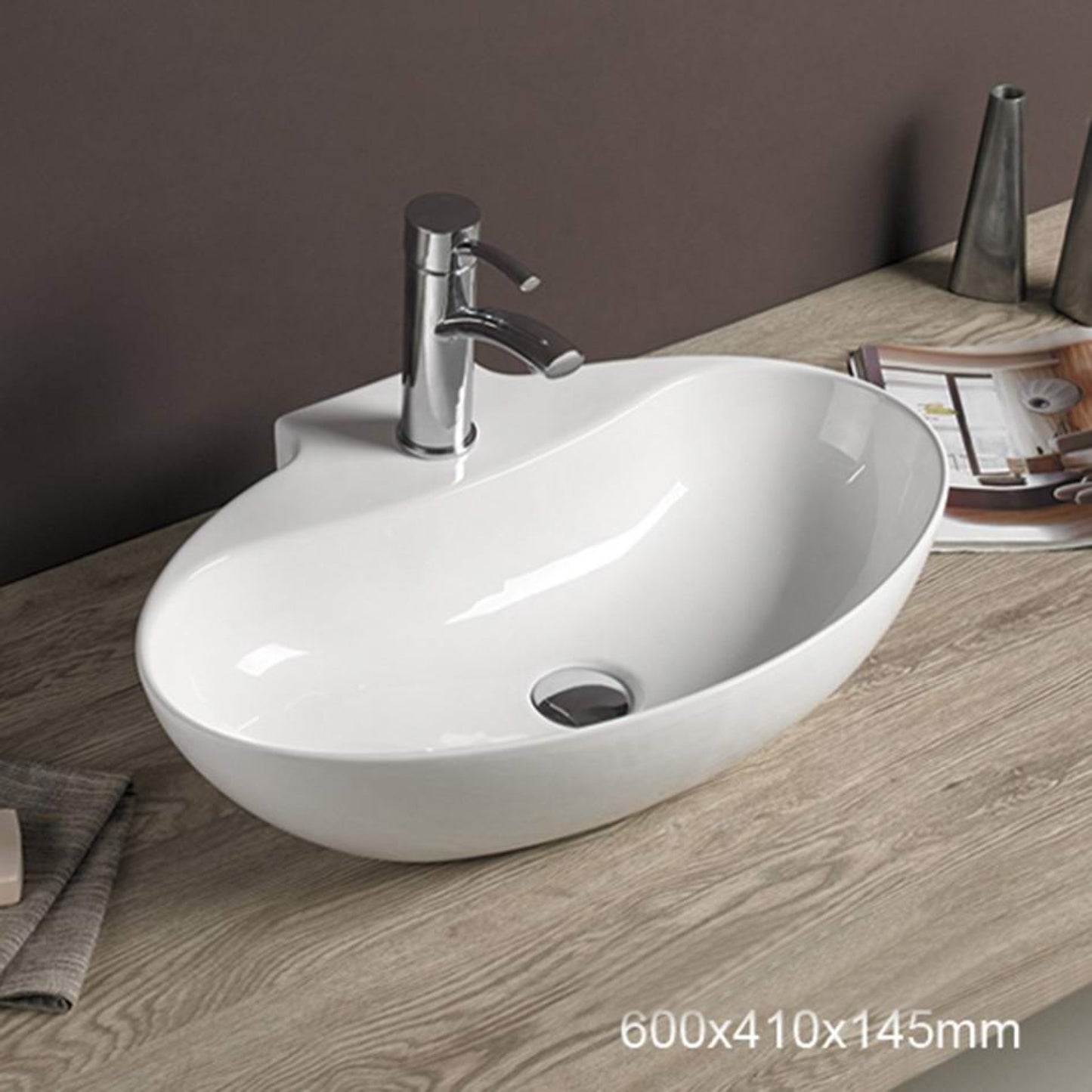 23.6-in. x 16.1-in. Oval Bathroom Vessel Sink White Enamel Glaze