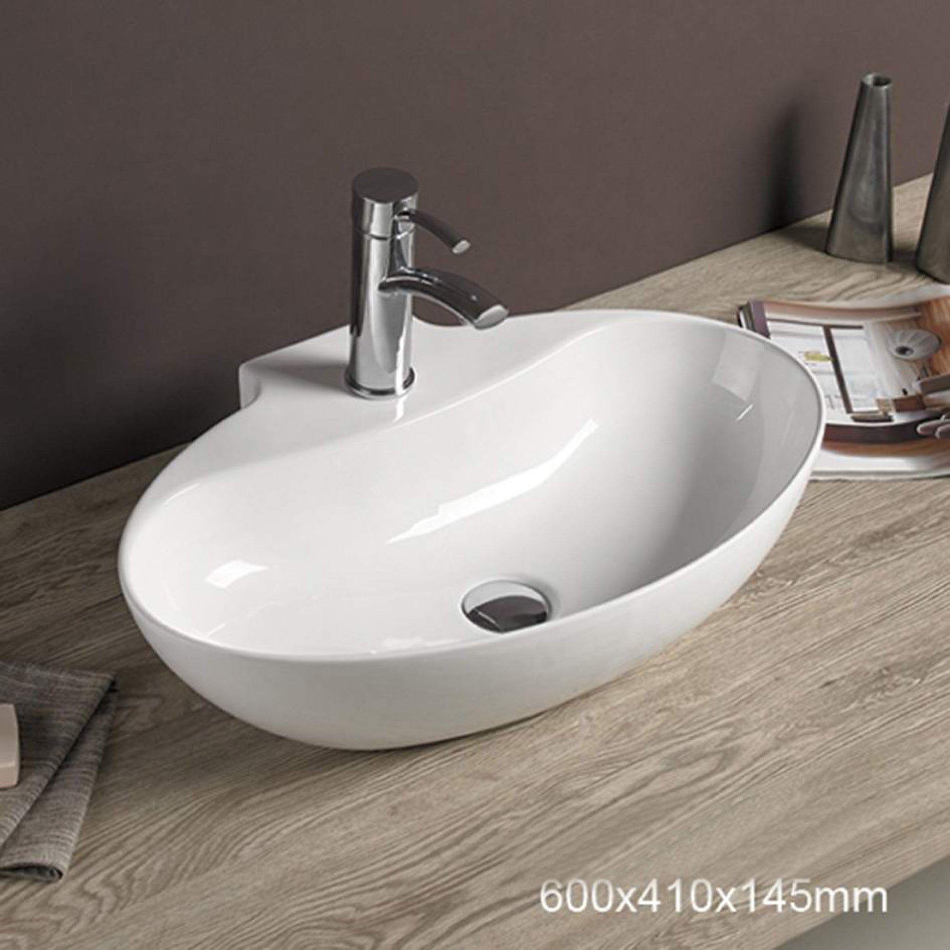 23.6-in. x 16.1-in. Oval Bathroom Vessel Sink White Enamel Glaze